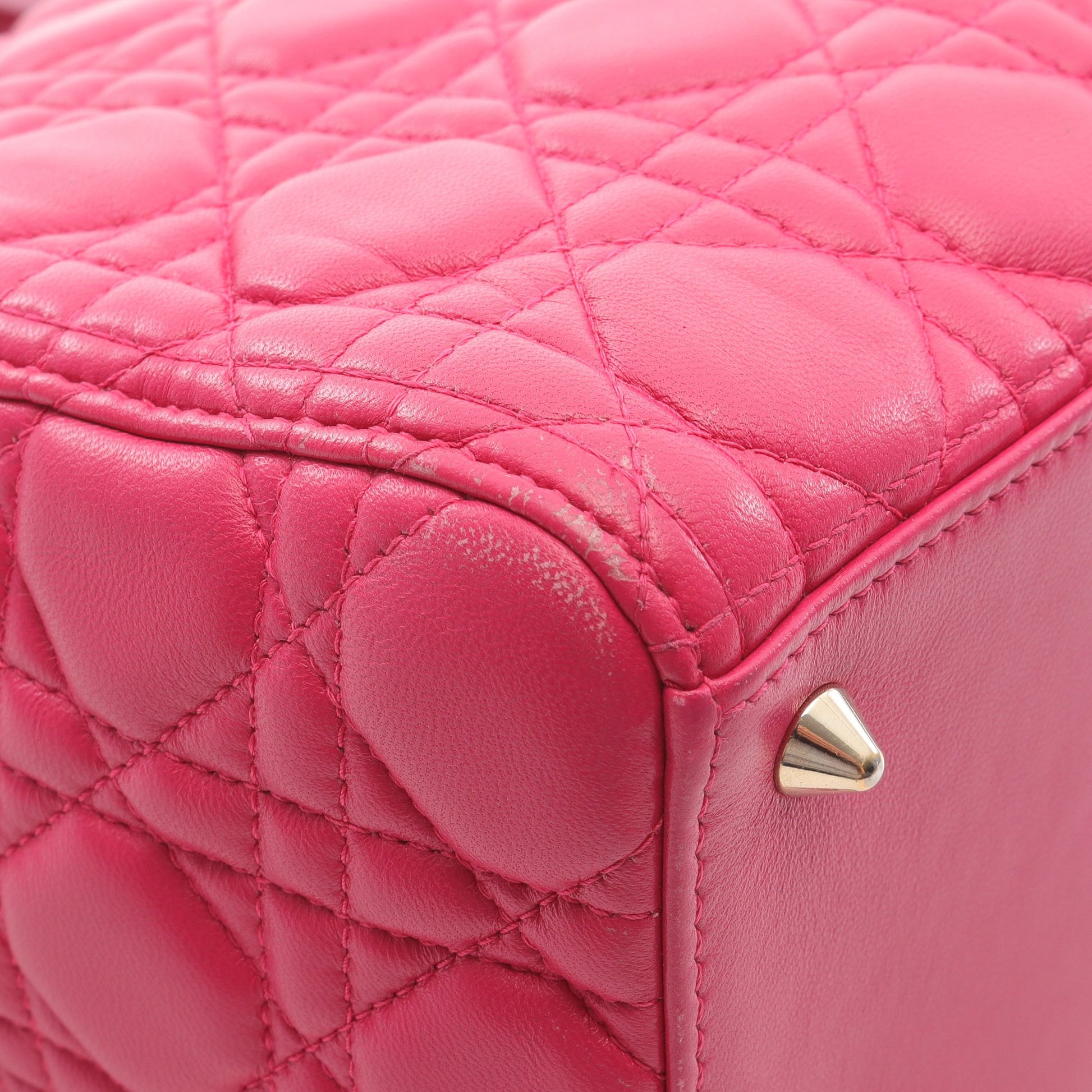 LADY DIOR レディディオール カナージュ ハンドバッグ レザー ピンク 2WAY クリスチャンディオール バッグ Christian Dior