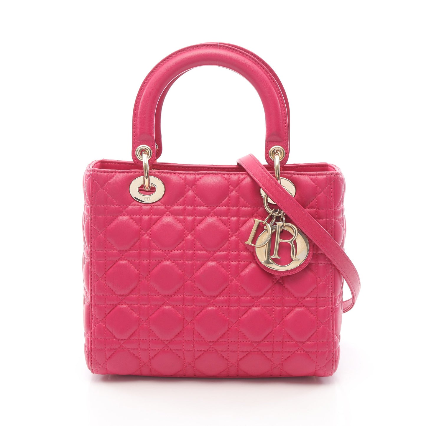 LADY DIOR レディディオール カナージュ ハンドバッグ レザー ピンク 2WAY クリスチャンディオール バッグ Christian Dior