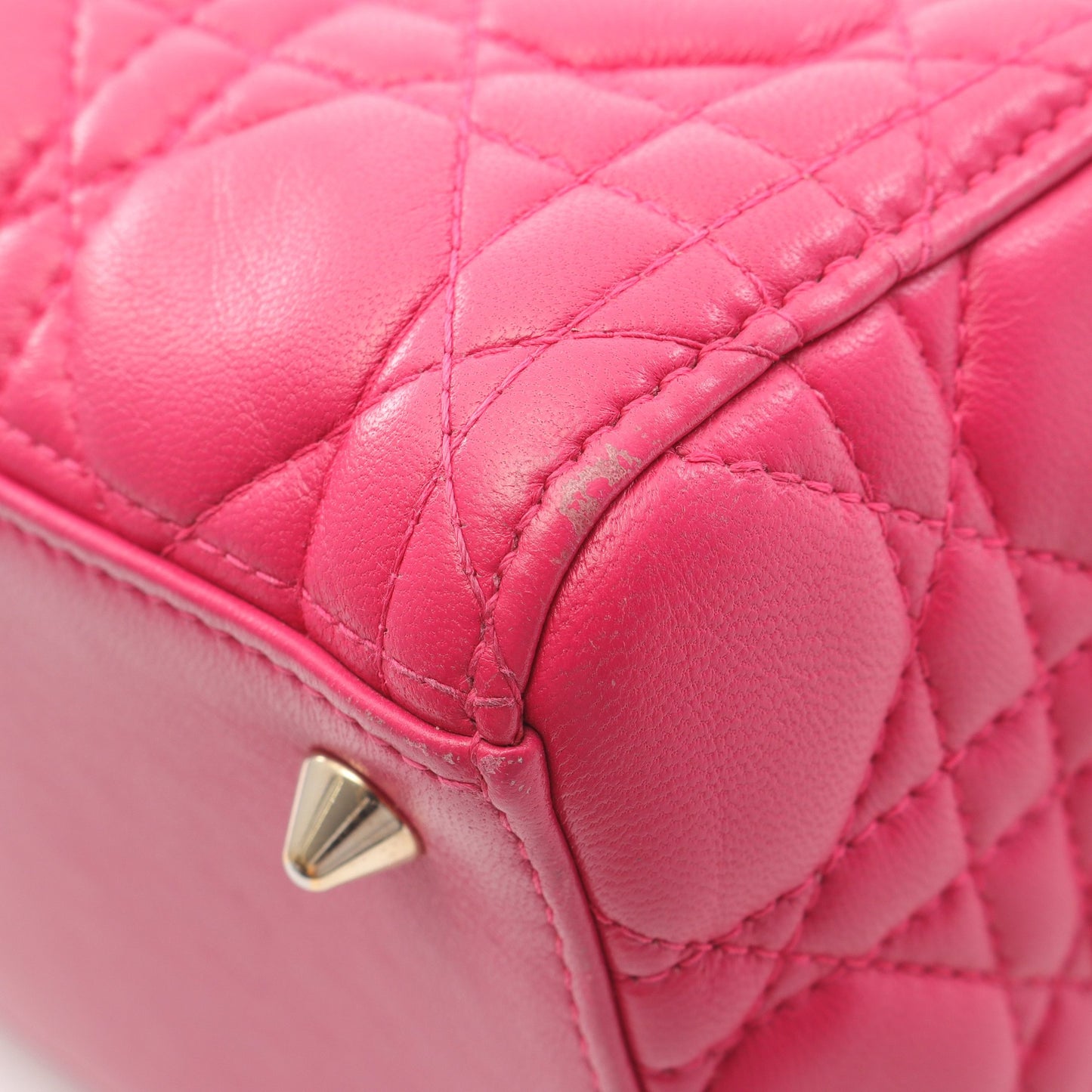 LADY DIOR レディディオール カナージュ ハンドバッグ レザー ピンク 2WAY クリスチャンディオール バッグ Christian Dior