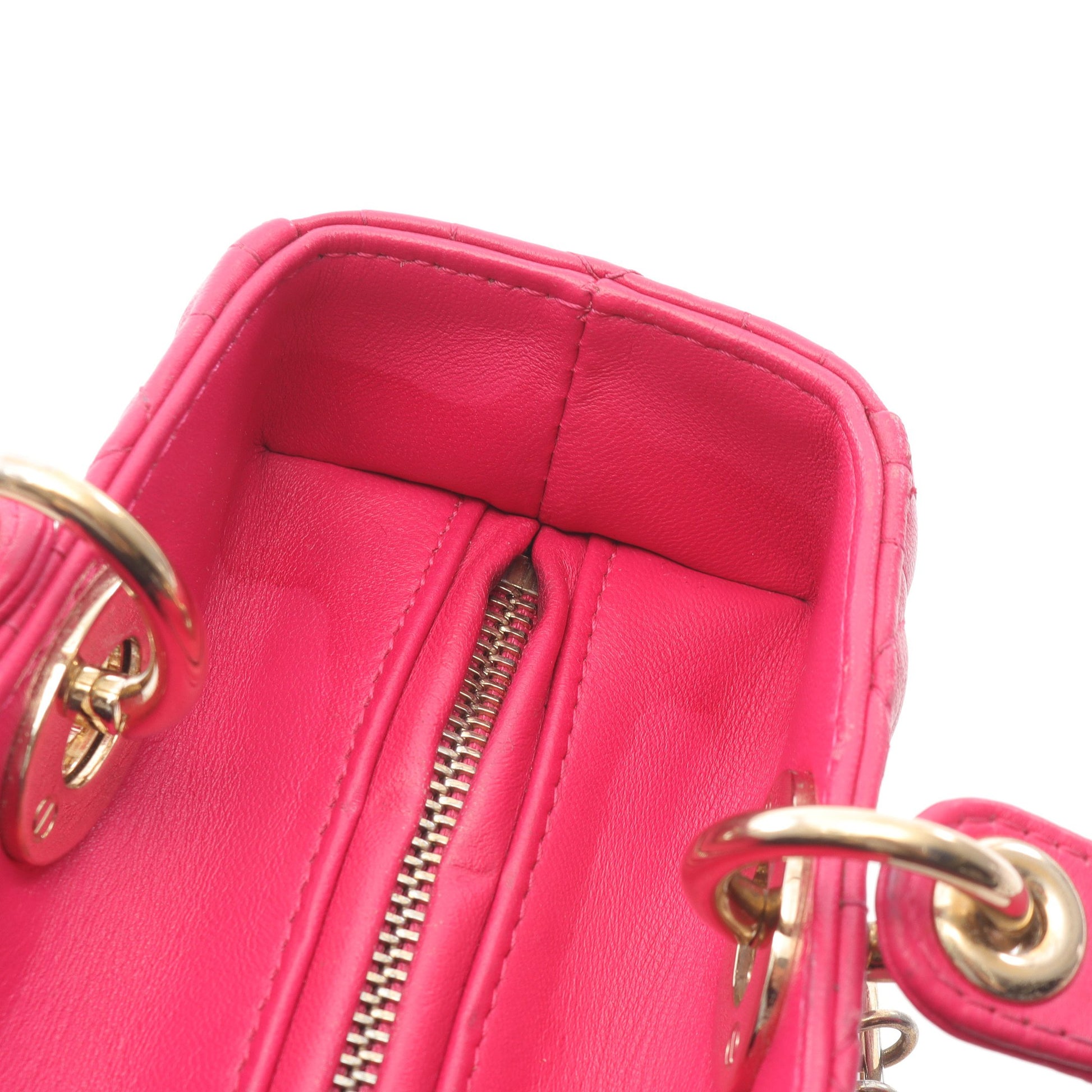 LADY DIOR レディディオール カナージュ ハンドバッグ レザー ピンク 2WAY クリスチャンディオール バッグ Christian Dior
