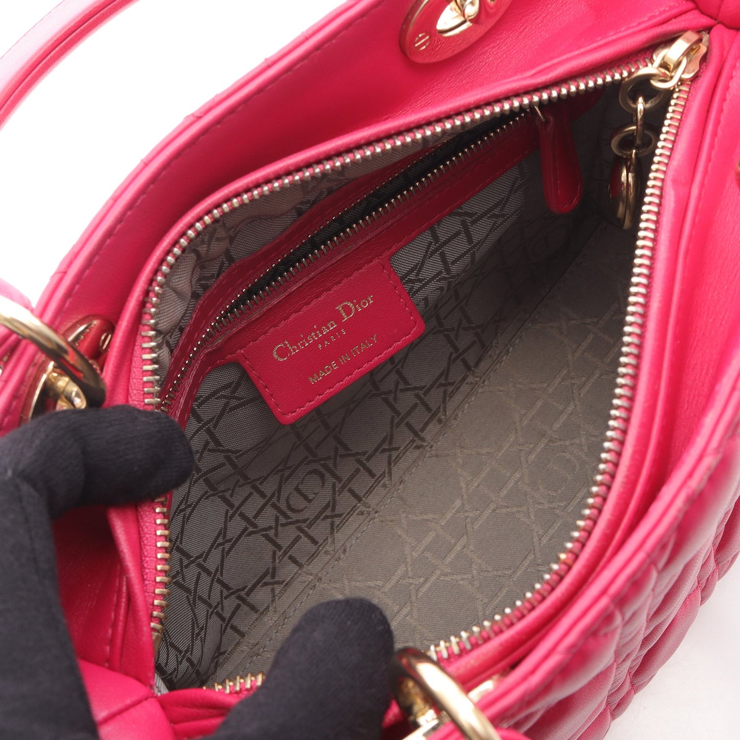 LADY DIOR レディディオール カナージュ ハンドバッグ レザー ピンク 2WAY クリスチャンディオール バッグ Christian Dior