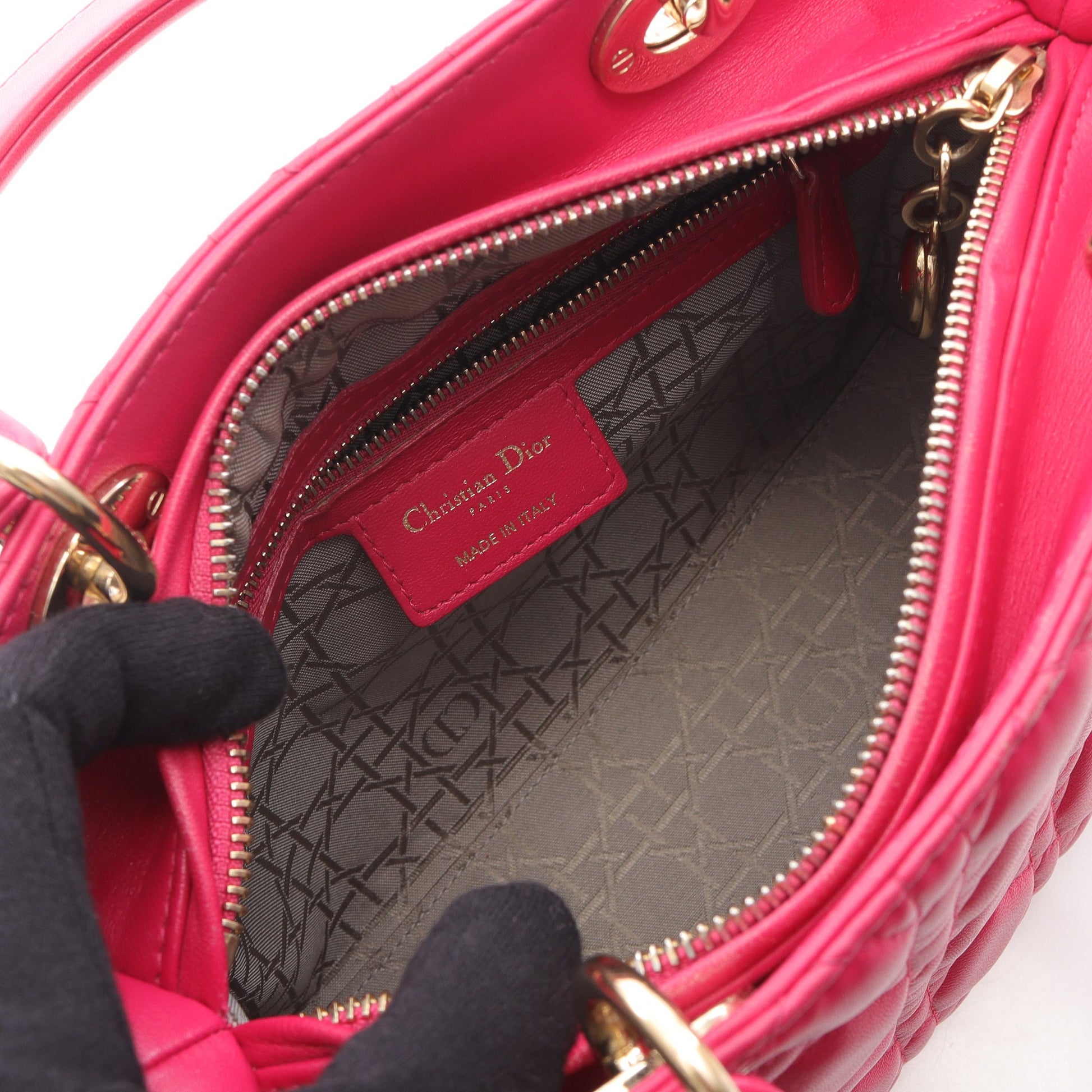LADY DIOR レディディオール カナージュ ハンドバッグ レザー ピンク 2WAY クリスチャンディオール バッグ Christian Dior