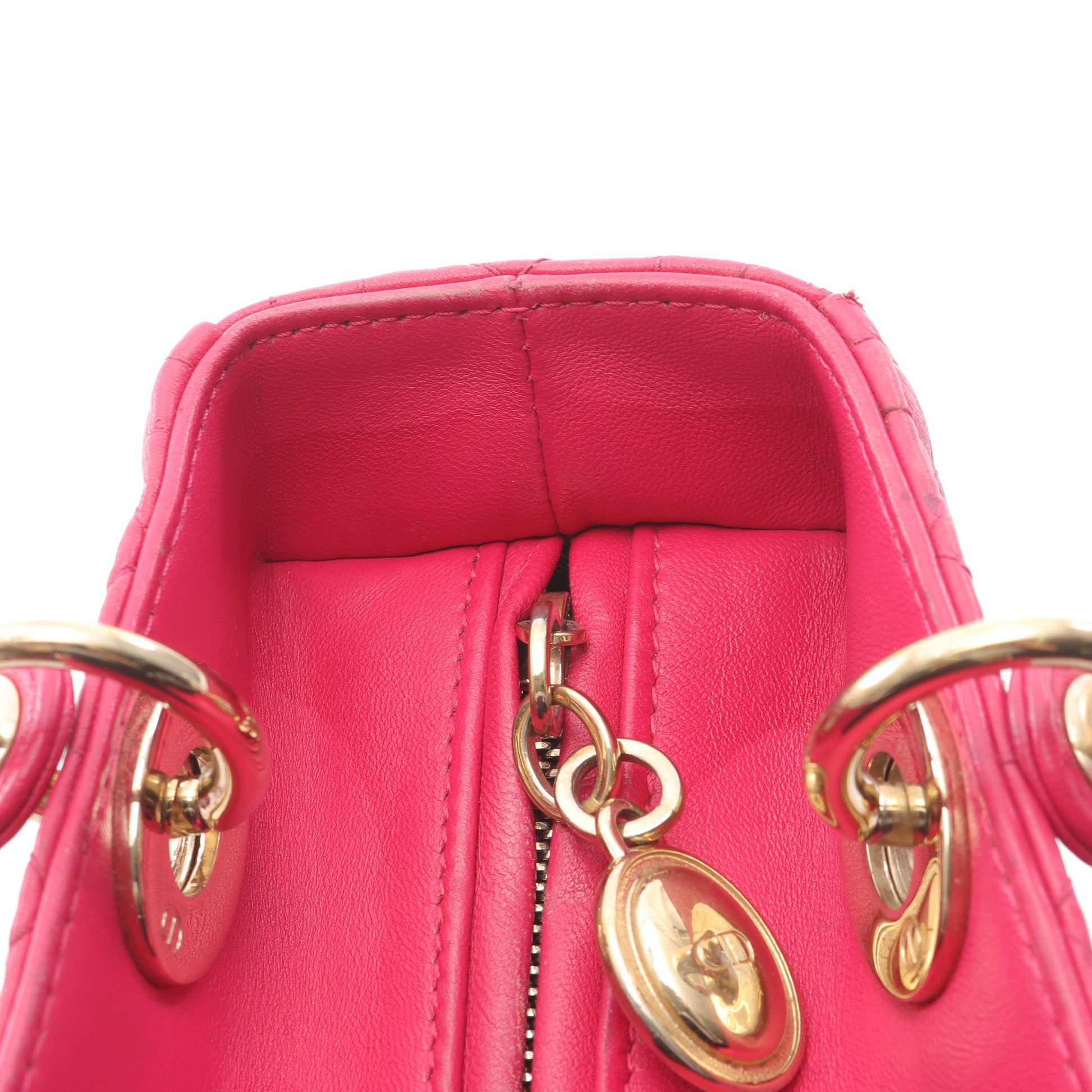 LADY DIOR レディディオール カナージュ ハンドバッグ レザー ピンク 2WAY クリスチャンディオール バッグ Christian Dior