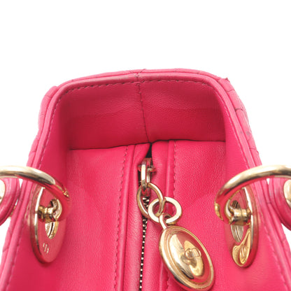 LADY DIOR レディディオール カナージュ ハンドバッグ レザー ピンク 2WAY クリスチャンディオール バッグ Christian Dior