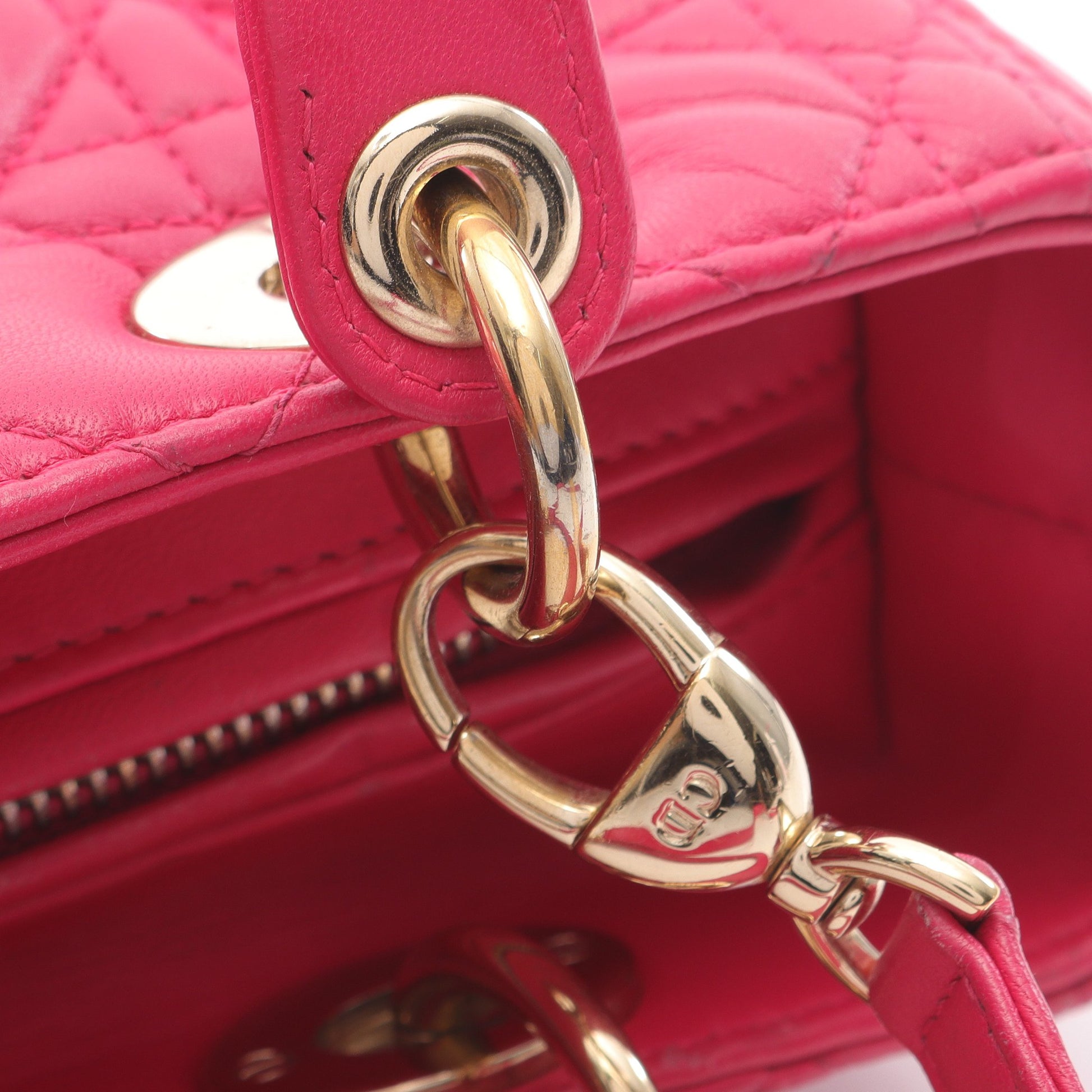 LADY DIOR レディディオール カナージュ ハンドバッグ レザー ピンク 2WAY クリスチャンディオール バッグ Christian Dior