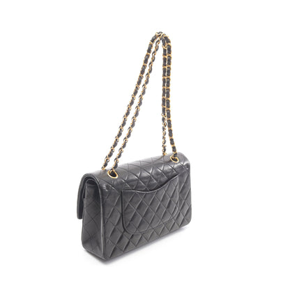 マトラッセ Wフラップ Wチェーンショルダーバッグ ラムスキン ブラック ゴールド金具 シャネル バッグ CHANEL