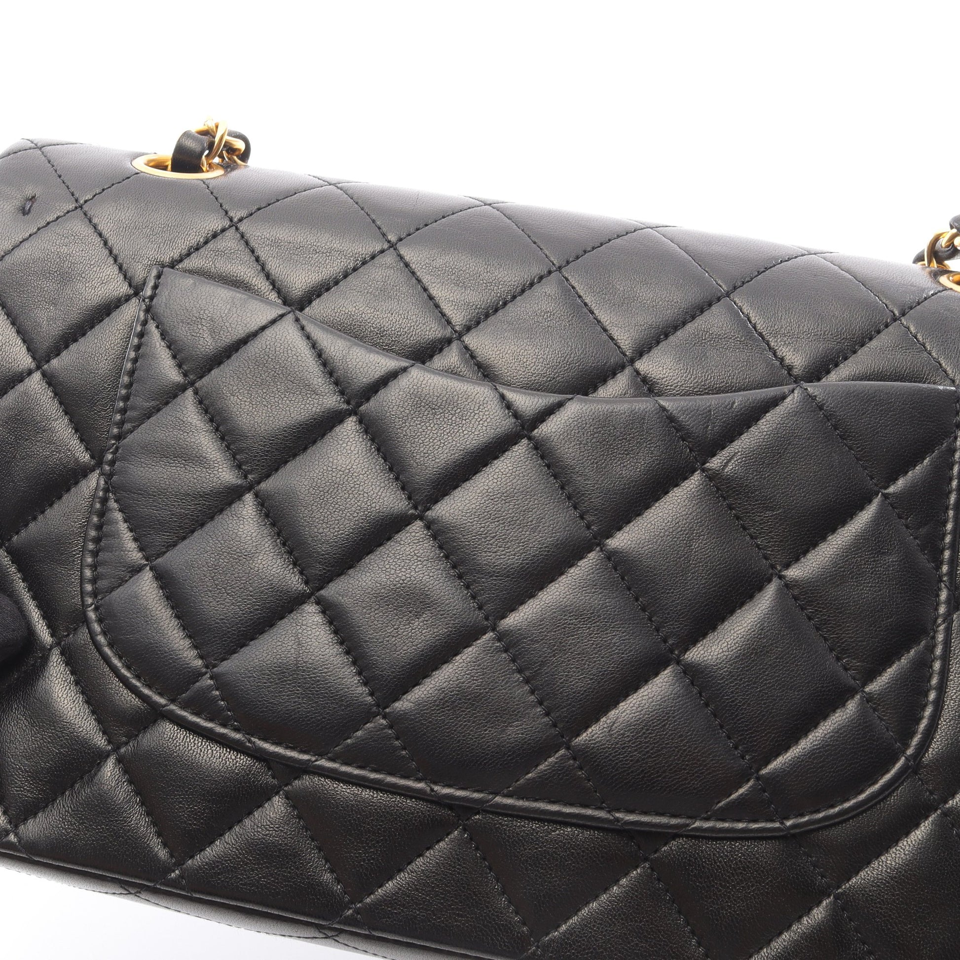 マトラッセ Wフラップ Wチェーンショルダーバッグ ラムスキン ブラック ゴールド金具 シャネル バッグ CHANEL