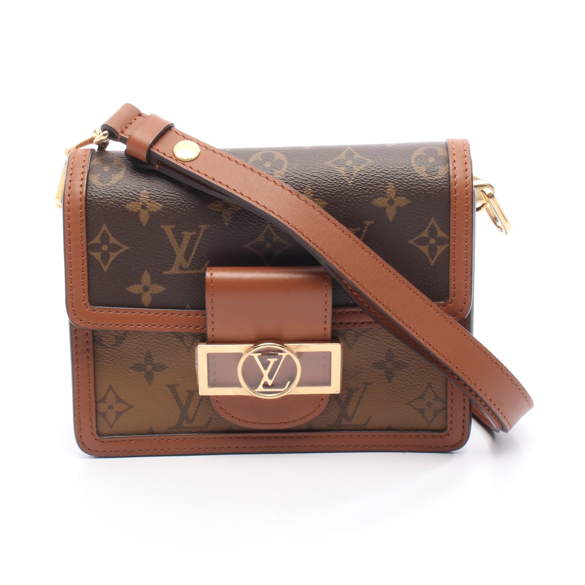ドーフィーヌ MINI モノグラムリバース ショルダーバッグ PVC レザー ブラウン ベージュ ルイヴィトン バッグ LOUIS VUITTON