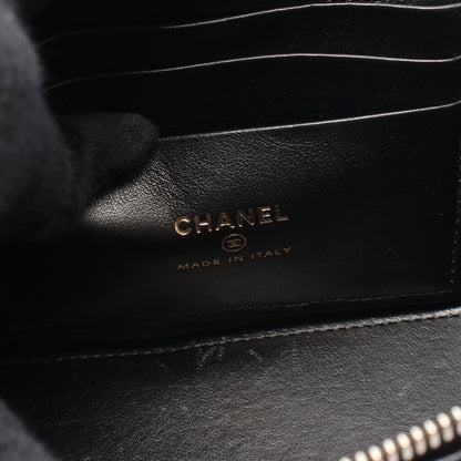 マトラッセ バニティバッグ チェーンショルダーバッグ ラムスキン ブラック ゴールド金具 シャネル バッグ CHANEL