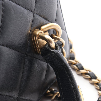 マトラッセ バニティバッグ チェーンショルダーバッグ ラムスキン ブラック ゴールド金具 シャネル バッグ CHANEL