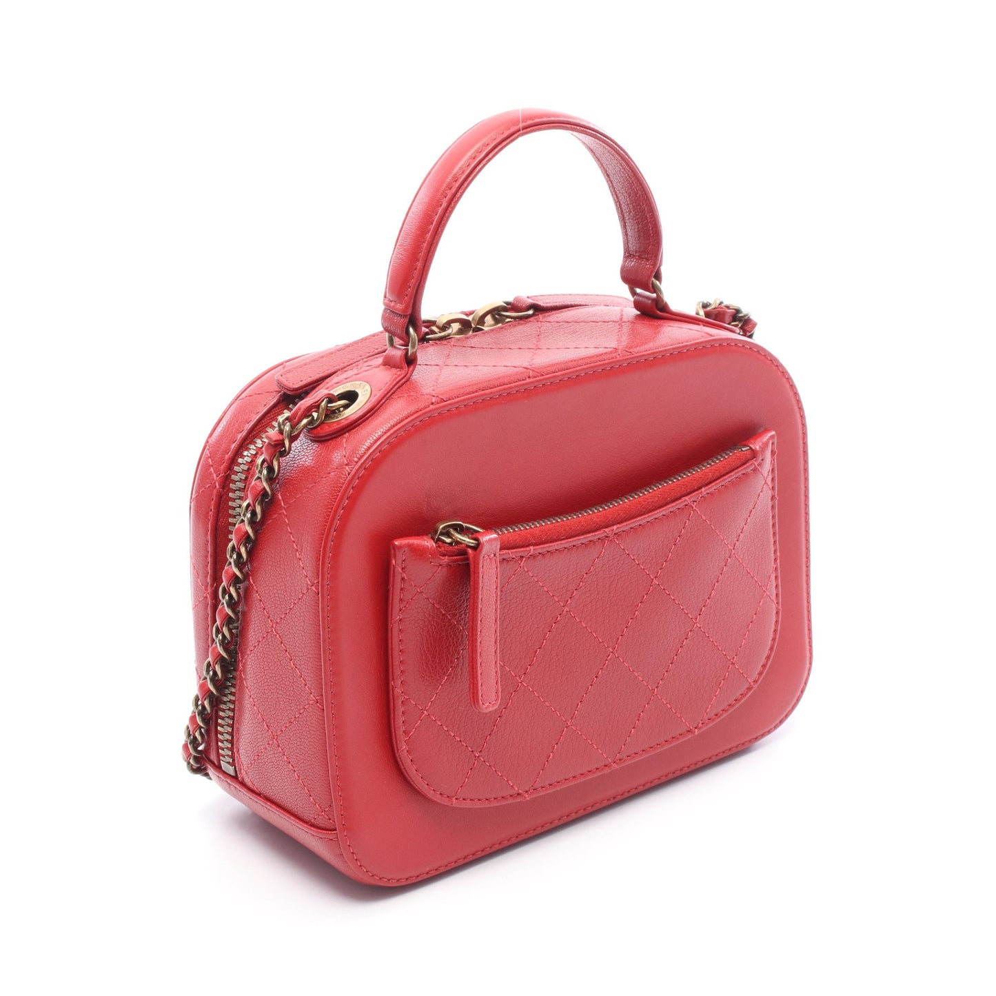 ココマーク ショルダーバッグ レザー レッド アンティークゴールド金具 2WAY シャネル バッグ CHANEL