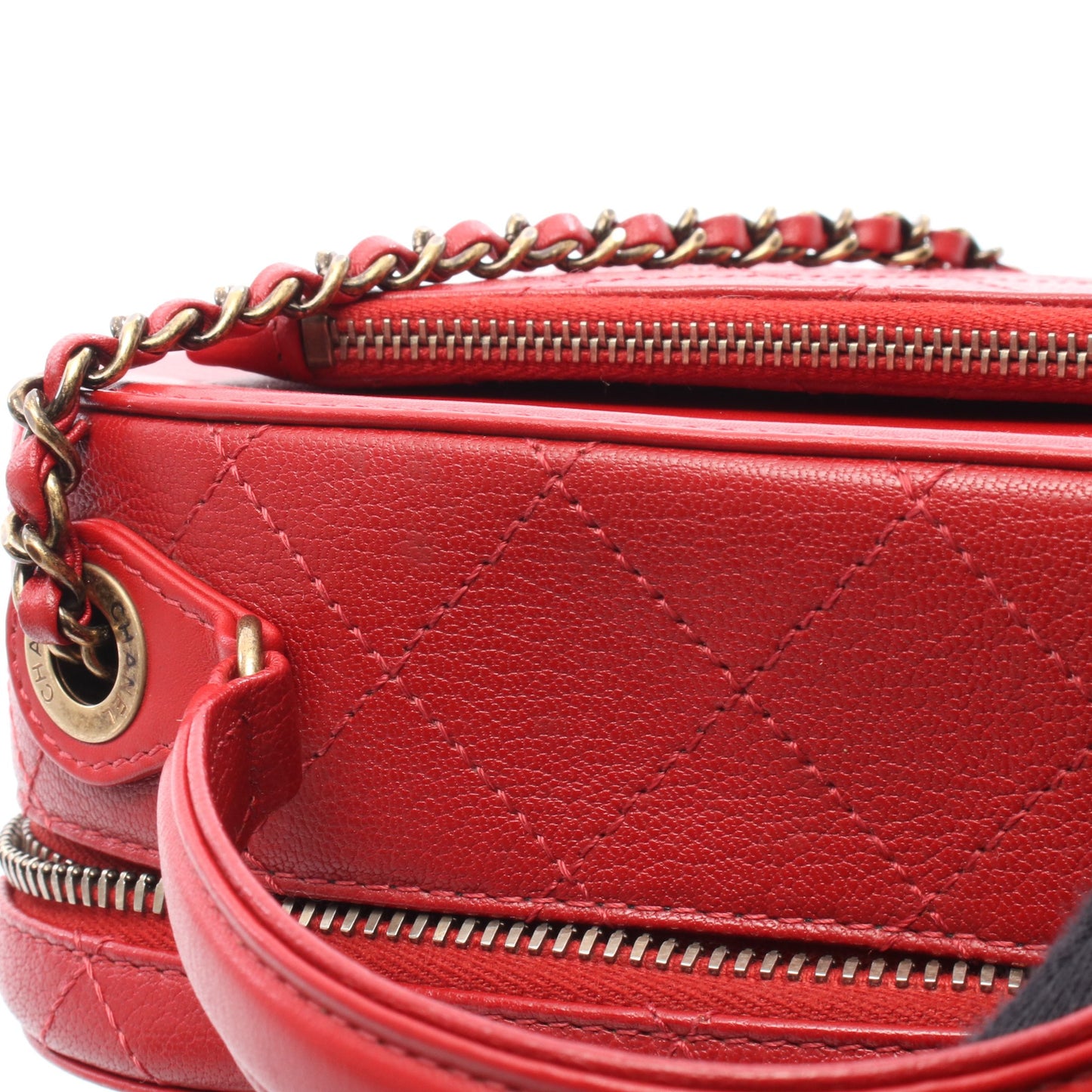ココマーク ショルダーバッグ レザー レッド アンティークゴールド金具 2WAY シャネル バッグ CHANEL