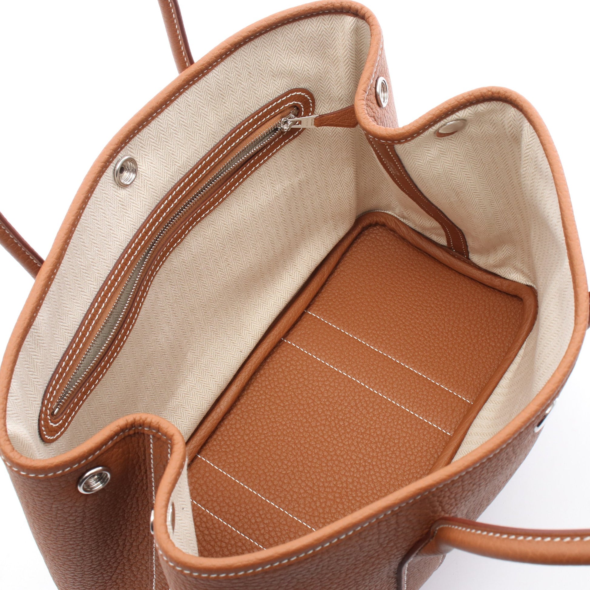 ガーデンパーティPM ゴールド ハンドバッグ トートバッグ ネゴンダ ブラウン シルバー金具 K刻印 エルメス バッグ HERMES
