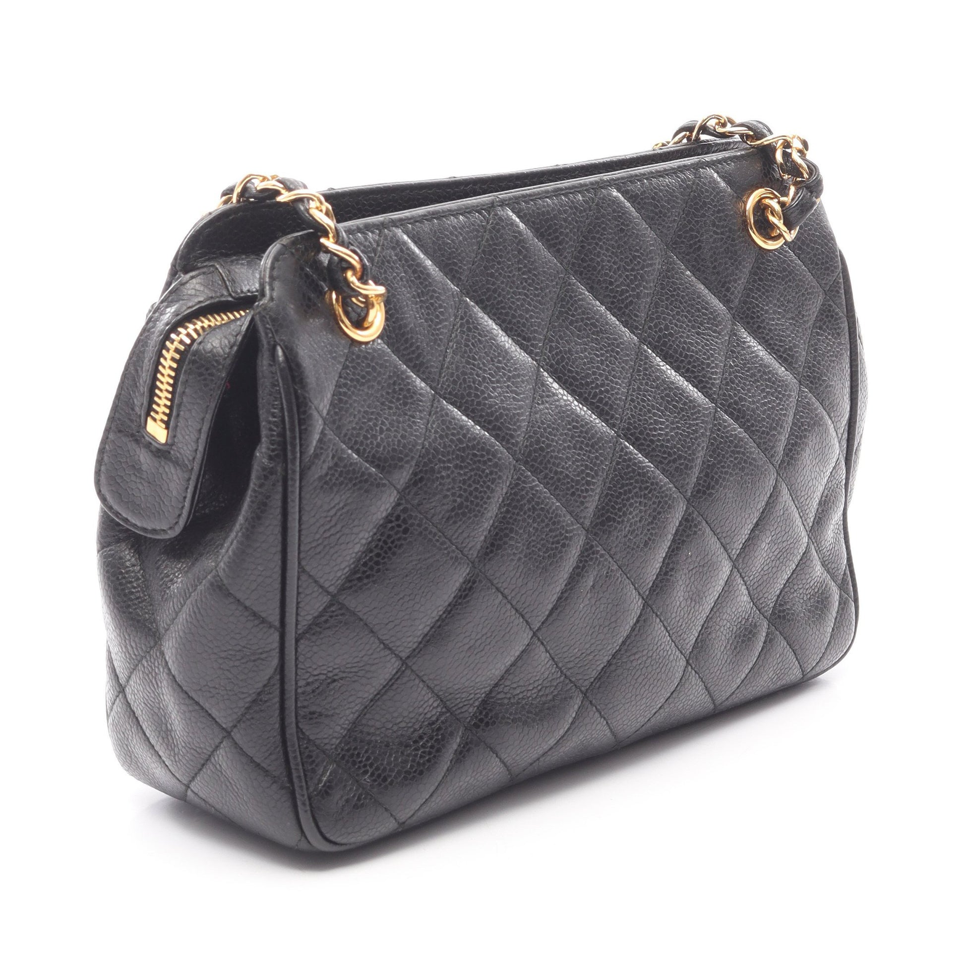 マトラッセ チェーンショルダーバッグ キャビアスキン ブラック ゴールド金具 シャネル バッグ CHANEL