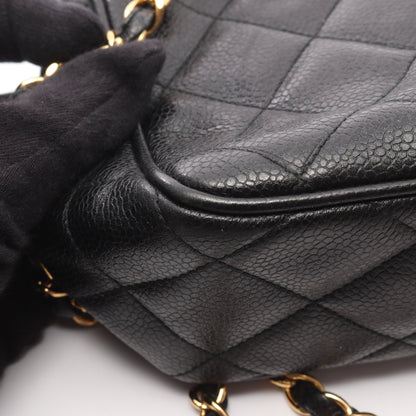 マトラッセ チェーンショルダーバッグ キャビアスキン ブラック ゴールド金具 シャネル バッグ CHANEL