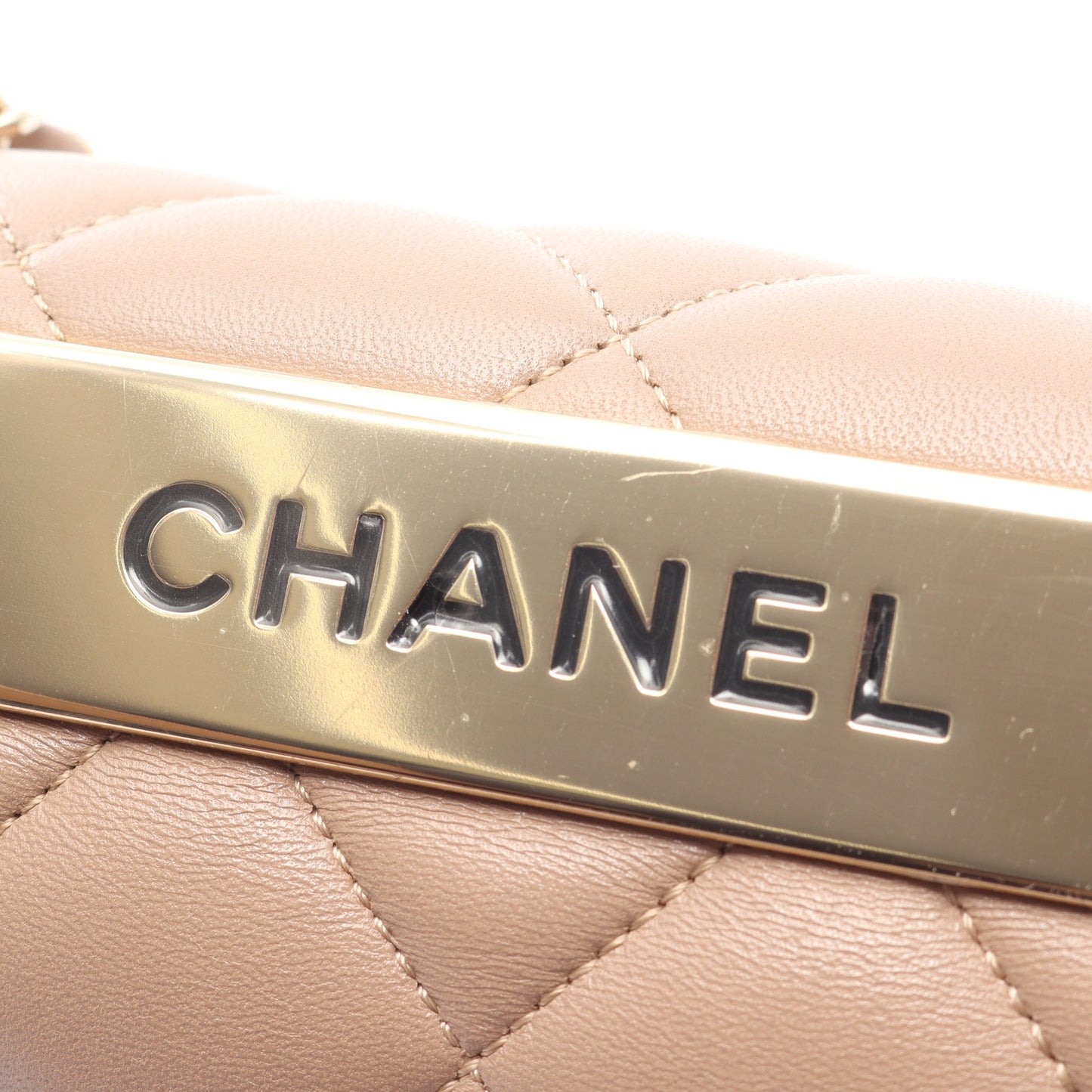 トレンディCC トップハンドル ハンドバッグ ラムスキン グレーベージュ ゴールド金具 2WAY シャネル バッグ CHANEL