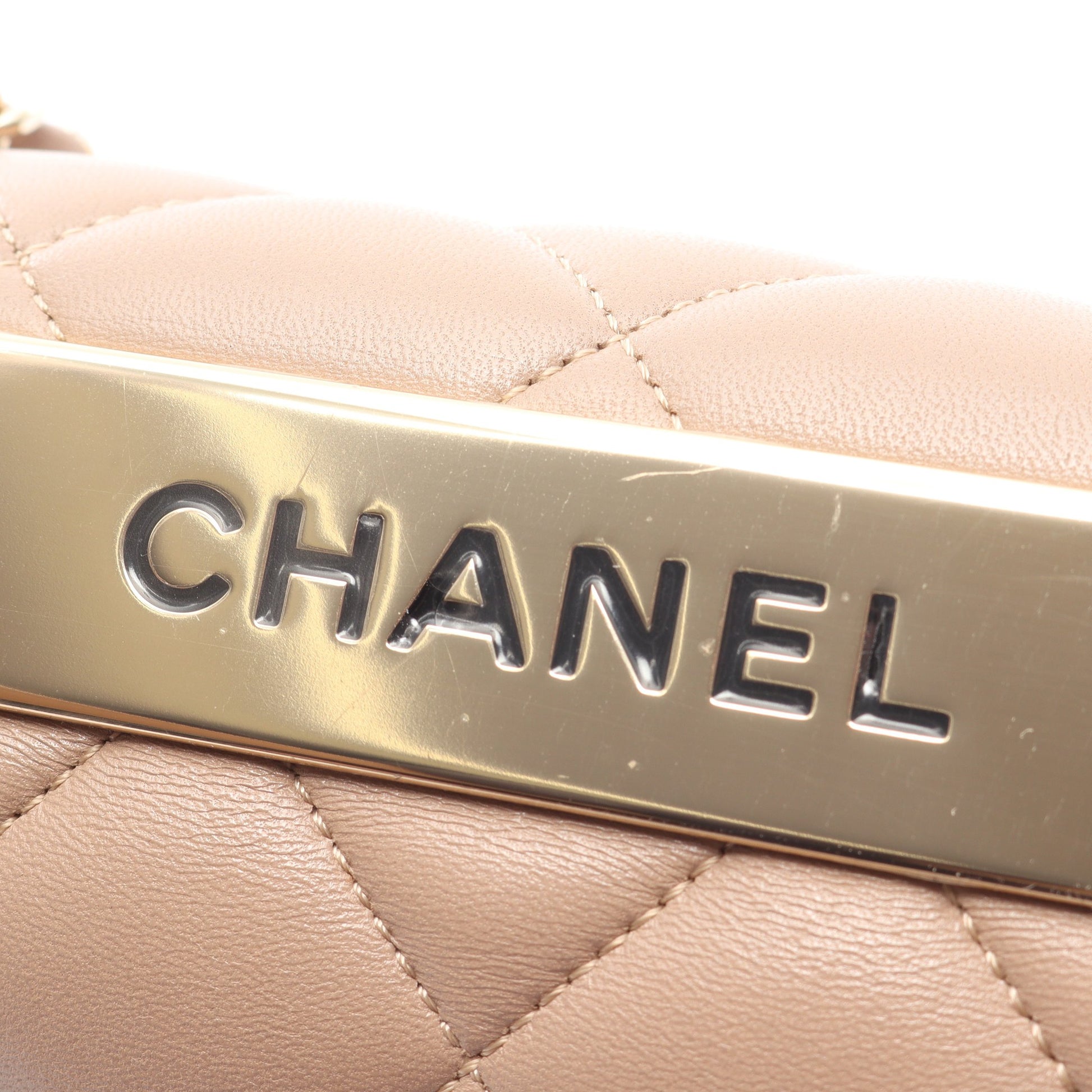 トレンディCC トップハンドル ハンドバッグ ラムスキン グレーベージュ ゴールド金具 2WAY シャネル バッグ CHANEL