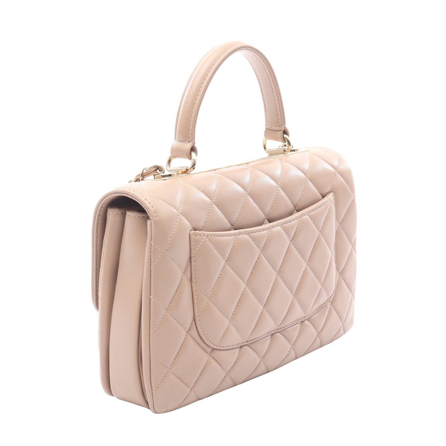 トレンディCC トップハンドル ハンドバッグ ラムスキン グレーベージュ ゴールド金具 2WAY シャネル バッグ CHANEL