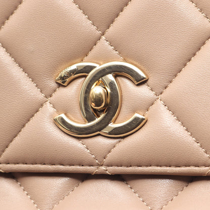 トレンディCC トップハンドル ハンドバッグ ラムスキン グレーベージュ ゴールド金具 2WAY シャネル バッグ CHANEL