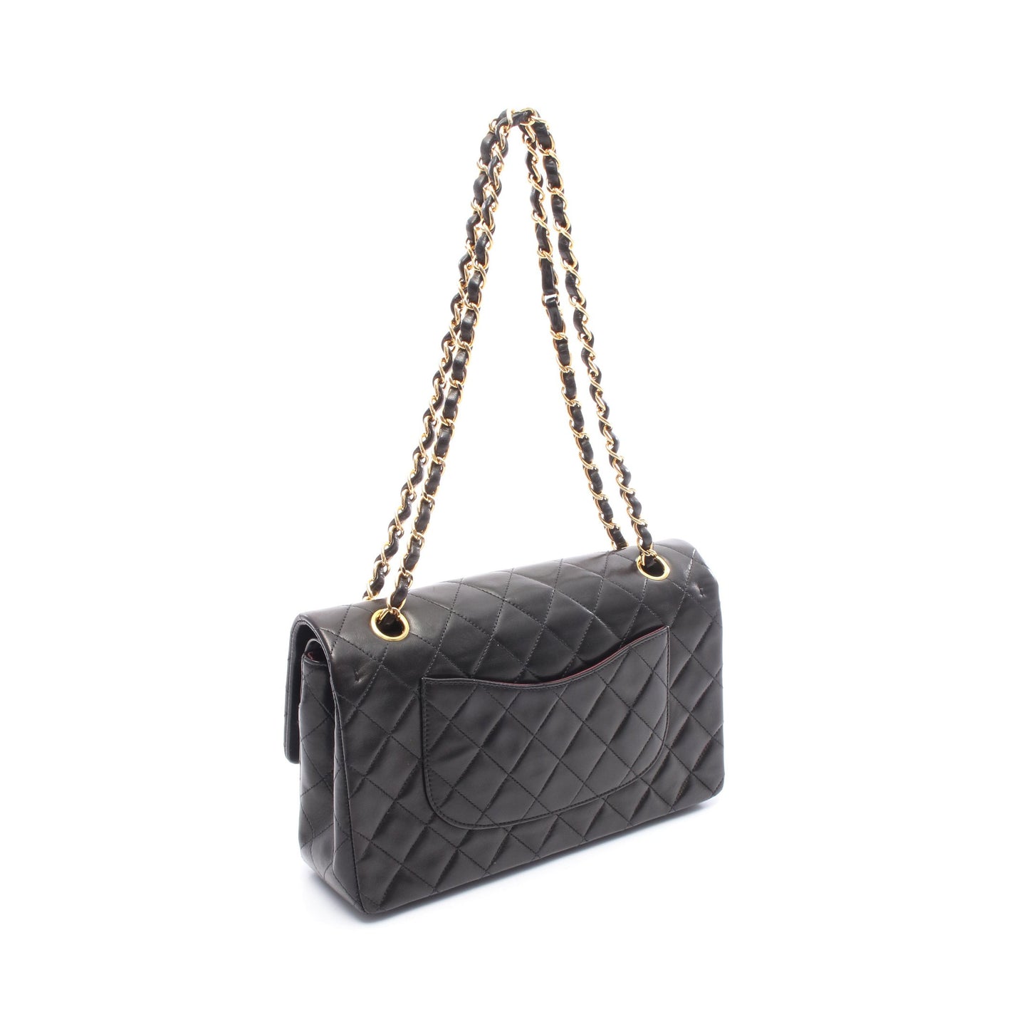 マトラッセ Wフラップ Wチェーンショルダーバッグ ラムスキン ブラック ゴールド金具 シャネル バッグ CHANEL