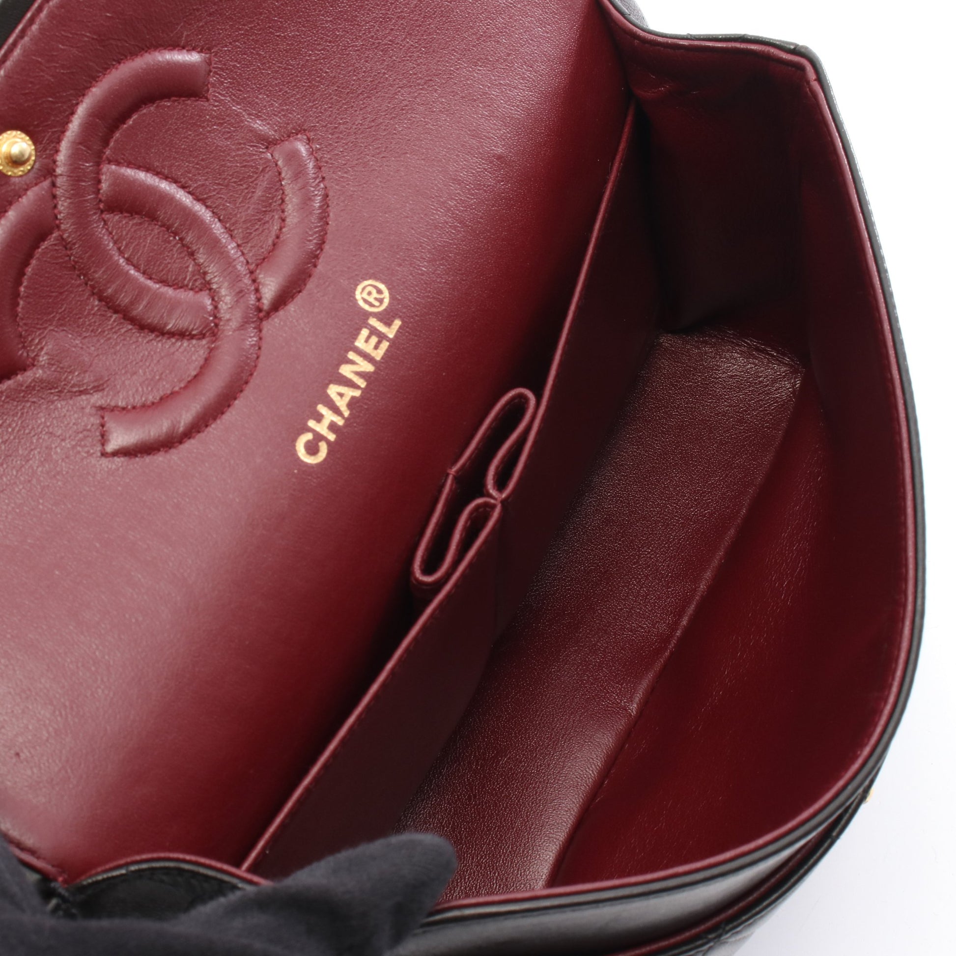 マトラッセ Wフラップ Wチェーンショルダーバッグ ラムスキン ブラック ゴールド金具 シャネル バッグ CHANEL