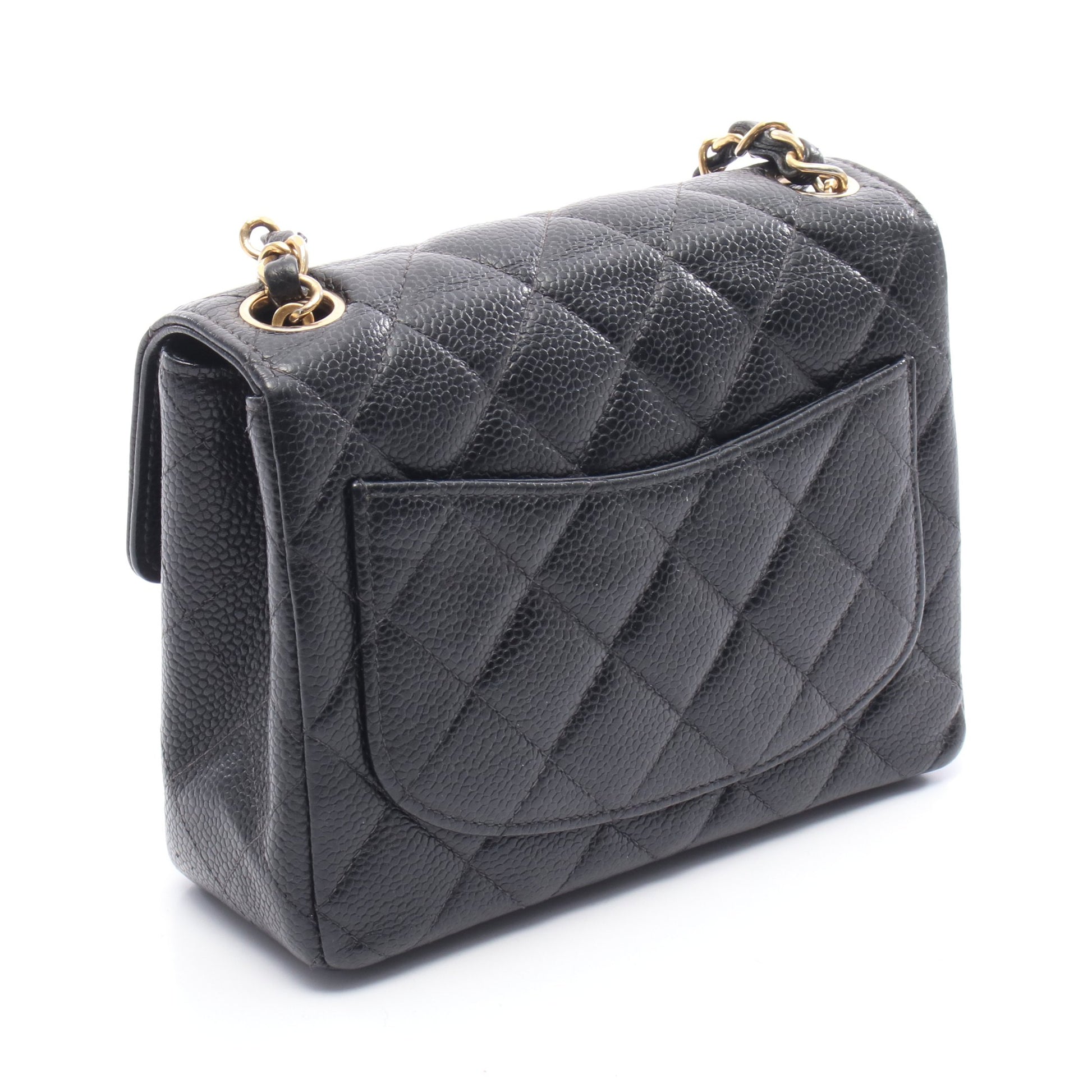 ミニマトラッセ チェーンショルダーバッグ キャビアスキン ブラック ゴールド金具 シャネル バッグ CHANEL