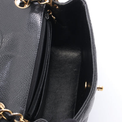 ミニマトラッセ チェーンショルダーバッグ キャビアスキン ブラック ゴールド金具 シャネル バッグ CHANEL