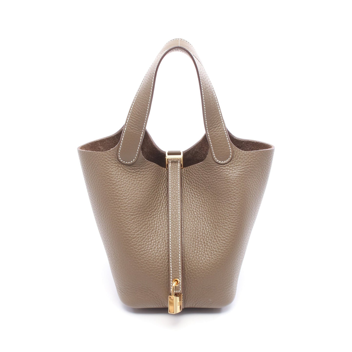 ピコタンロックPM エトゥープ ハンドバッグ トリヨンクレマンス ブラウン ゴールド金具 W刻印 エルメス バッグ HERMES