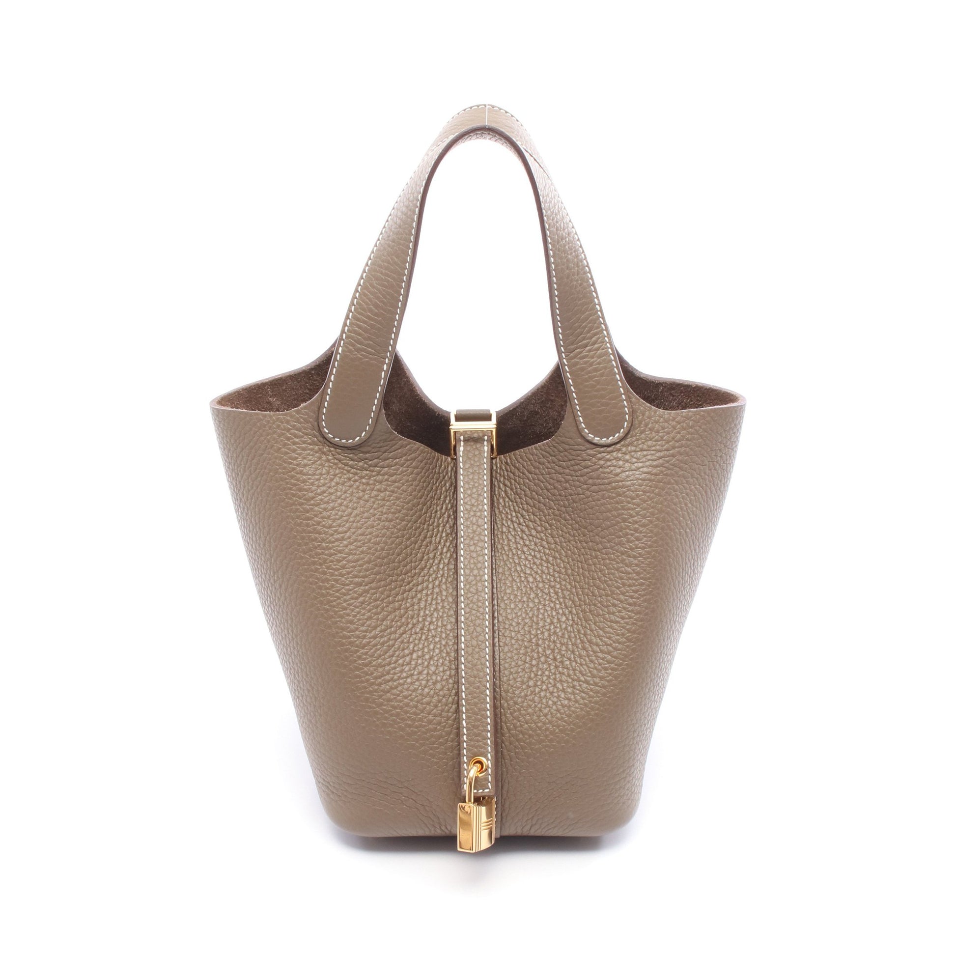ピコタンロックPM エトゥープ ハンドバッグ トリヨンクレマンス ブラウン ゴールド金具 W刻印 エルメス バッグ HERMES