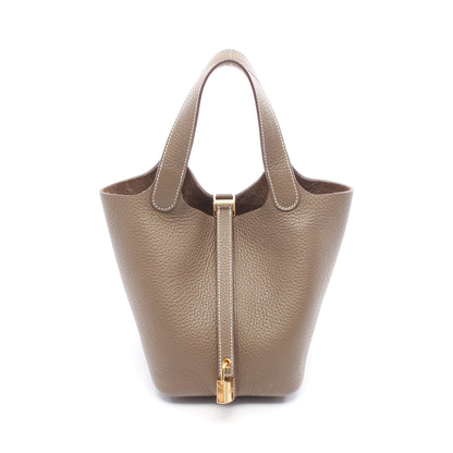 ピコタンロックPM エトゥープ ハンドバッグ トリヨンクレマンス ブラウン ゴールド金具 W刻印 エルメス バッグ HERMES