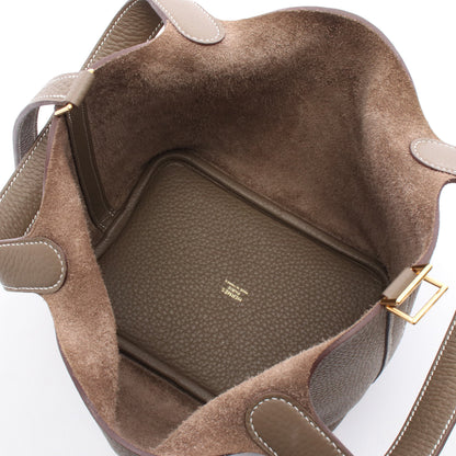 ピコタンロックPM エトゥープ ハンドバッグ トリヨンクレマンス ブラウン ゴールド金具 W刻印 エルメス バッグ HERMES