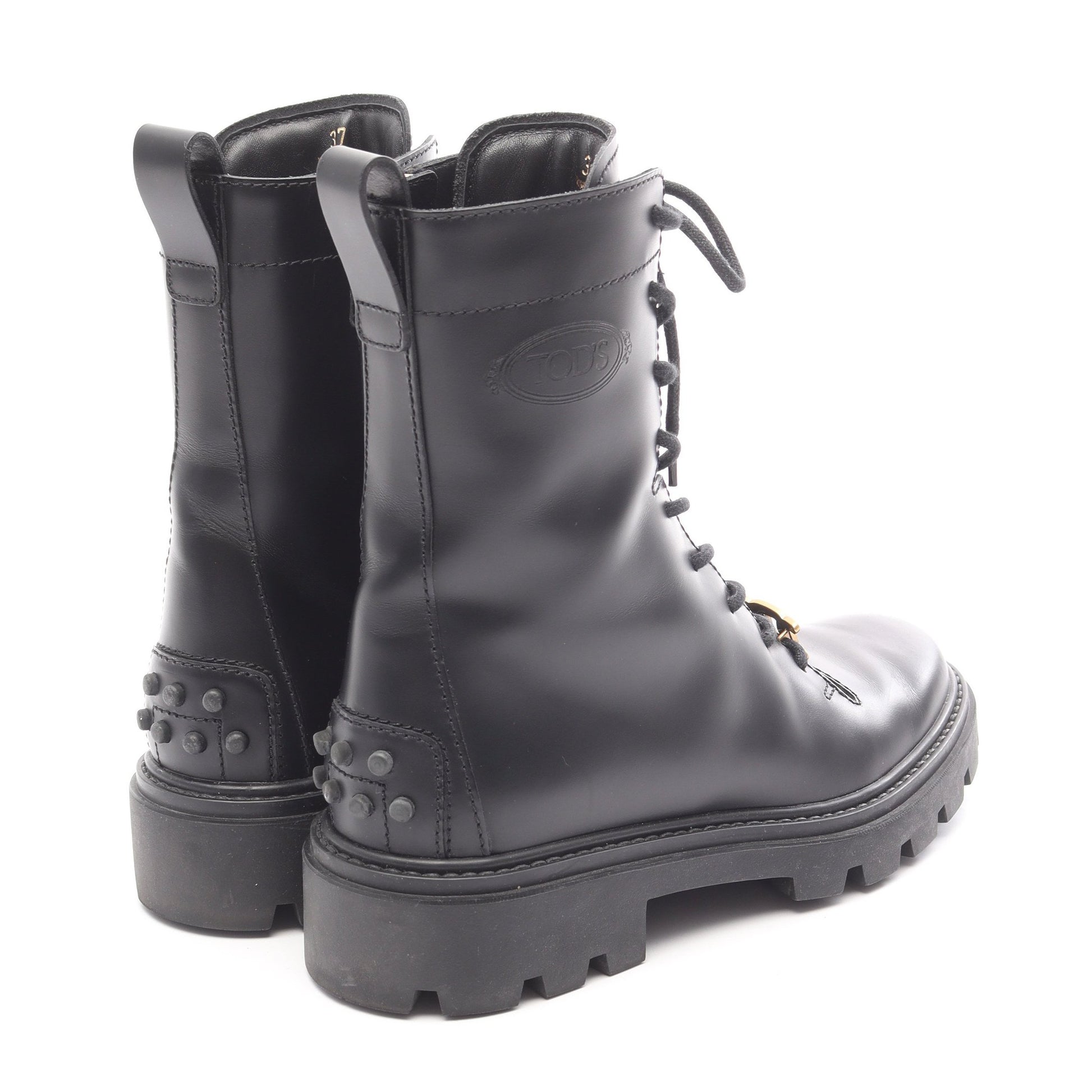 コンバット ブーツ レザー ブラック トッズ シューズ TOD'S