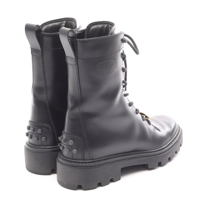 コンバット ブーツ レザー ブラック トッズ シューズ TOD'S