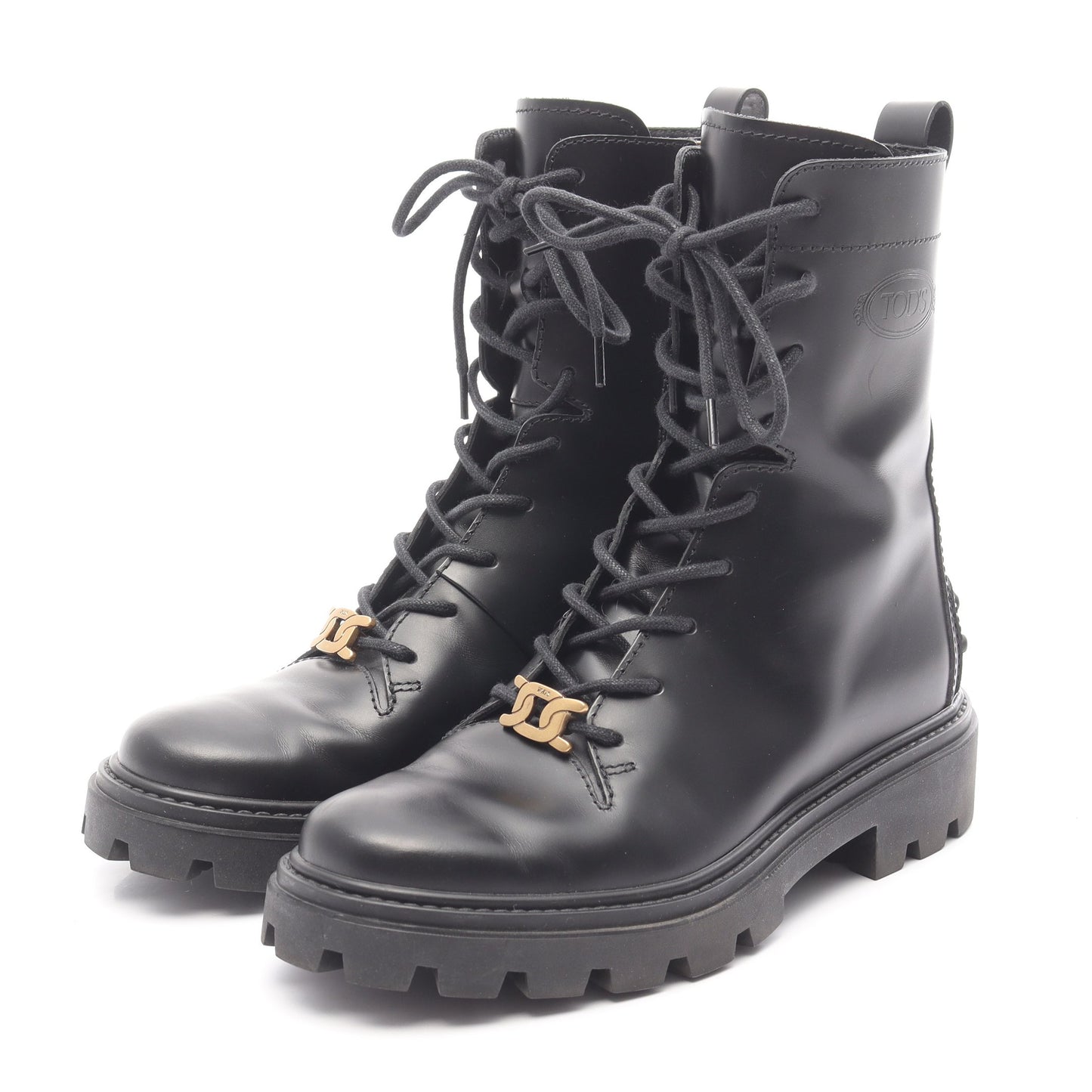 コンバット ブーツ レザー ブラック トッズ シューズ TOD'S