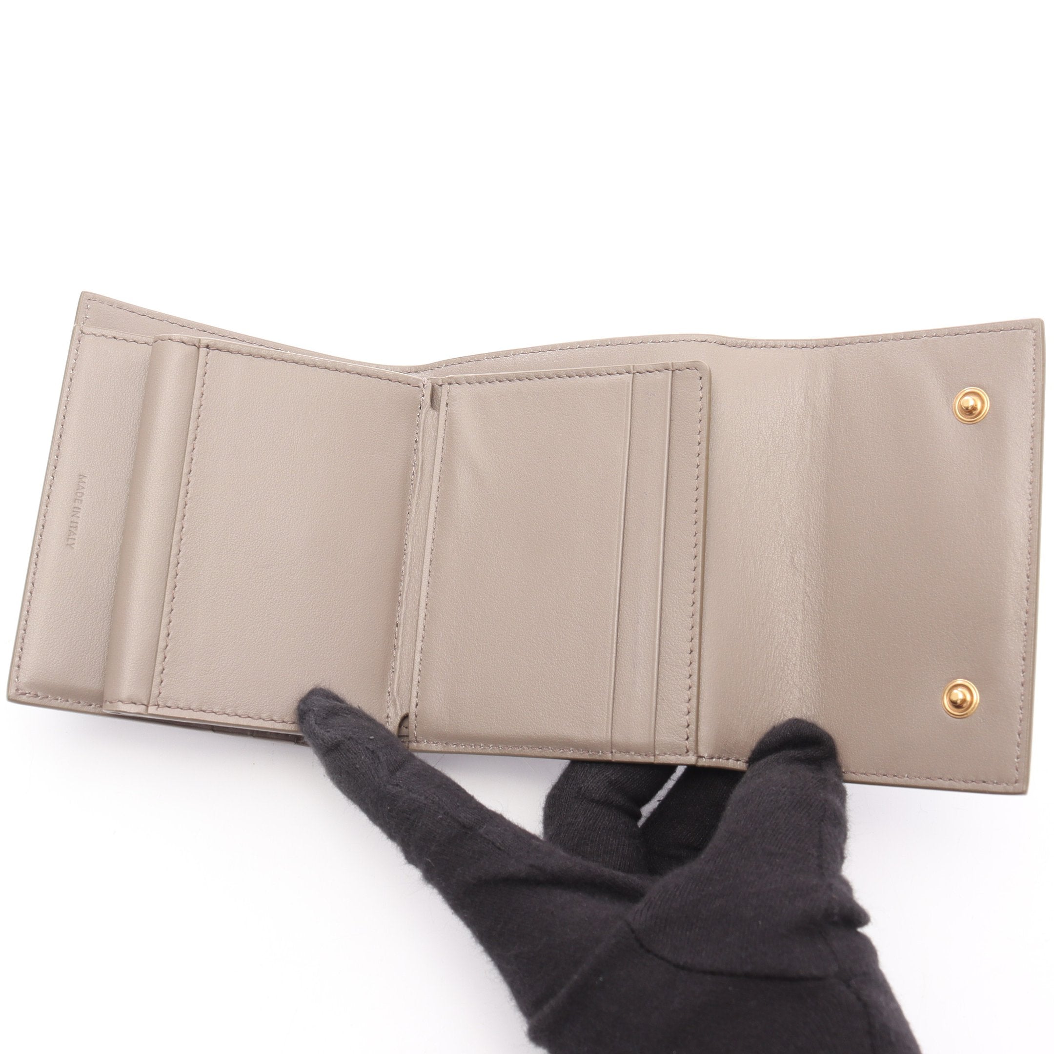 スモール トリフォールドウォレット 三つ折り財布 レザー グレー