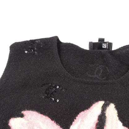 ココマーク タンクトップ ニット フラワー カシミヤ ブラック ピンク イエロー スパンコール シャネル トップス CHANEL
