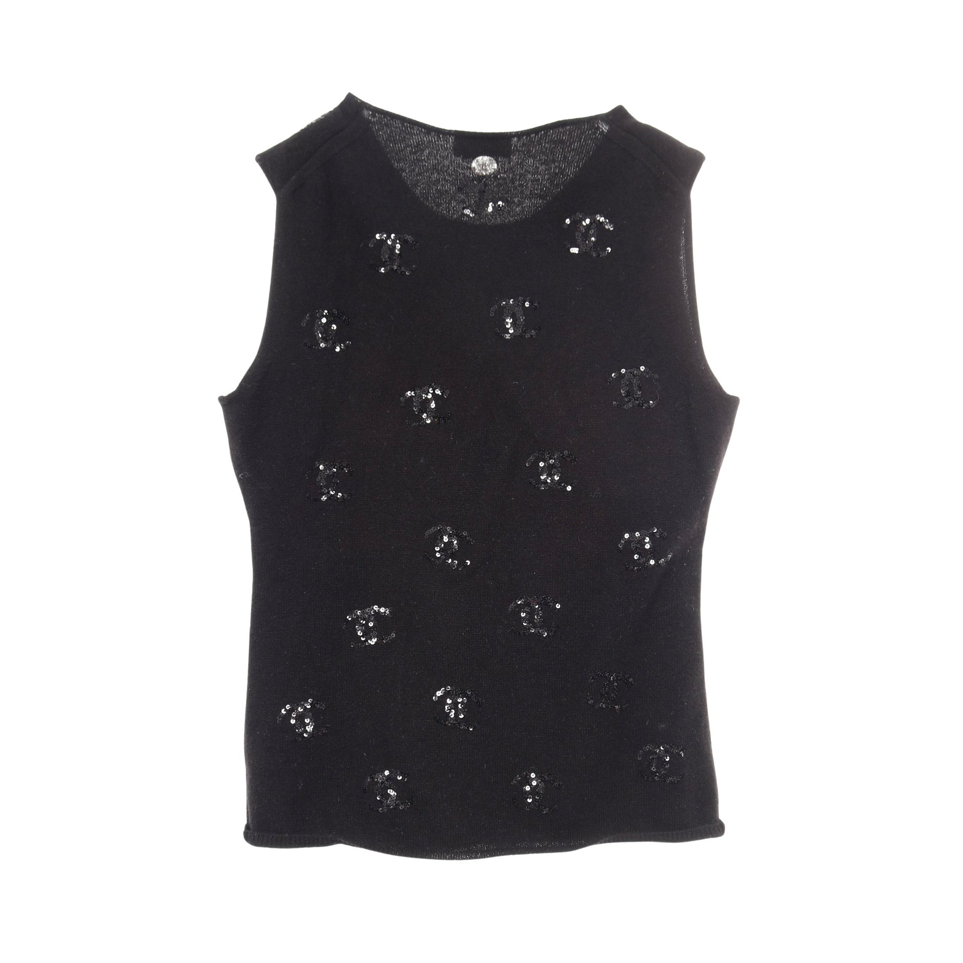 ココマーク タンクトップ ニット フラワー カシミヤ ブラック ピンク イエロー スパンコール シャネル トップス CHANEL
