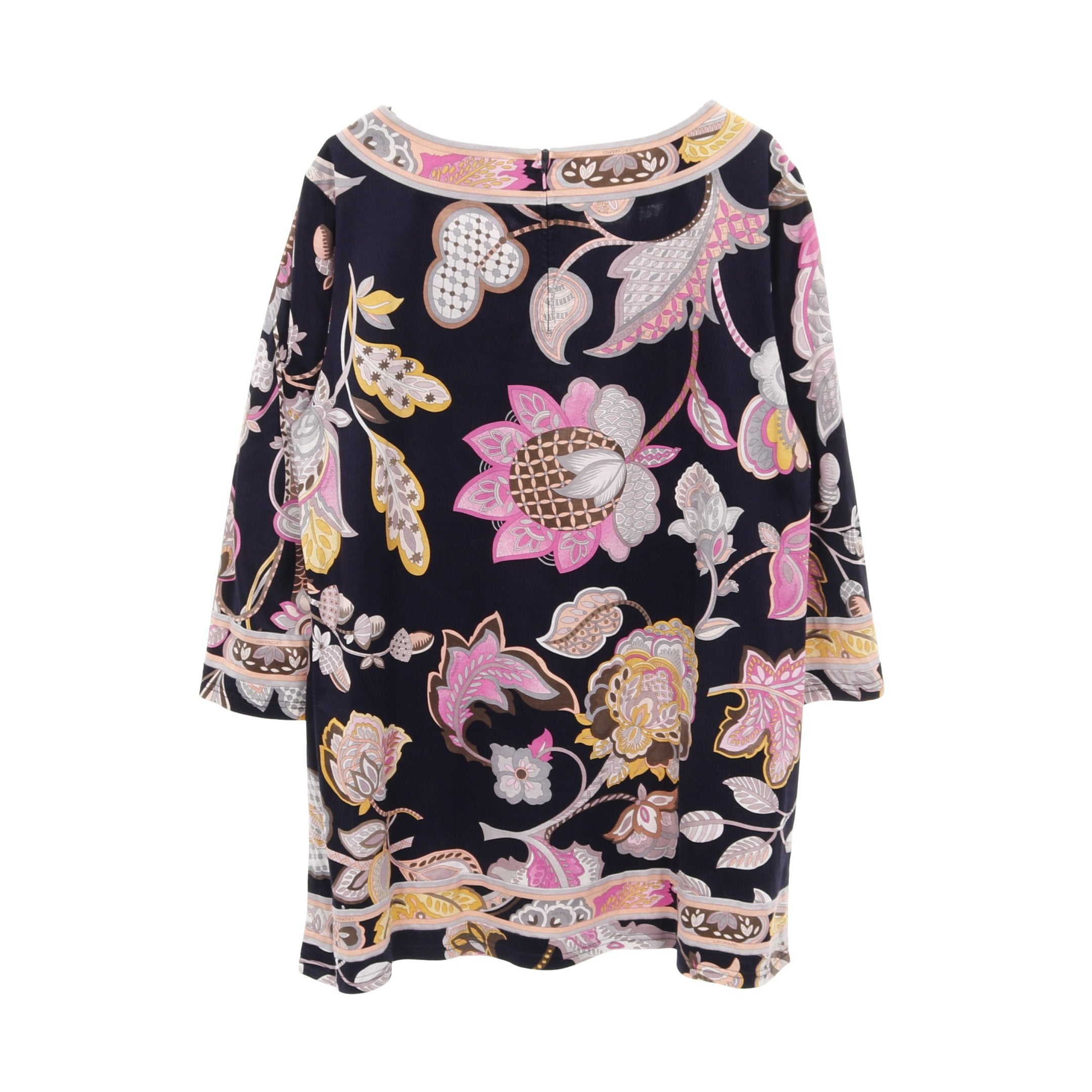 レオナール FASHION カットソー ハイネック 長袖 花柄 L 茶 ブラウン レオナール、花柄ルーズハイネック長袖トップス - メルカリ