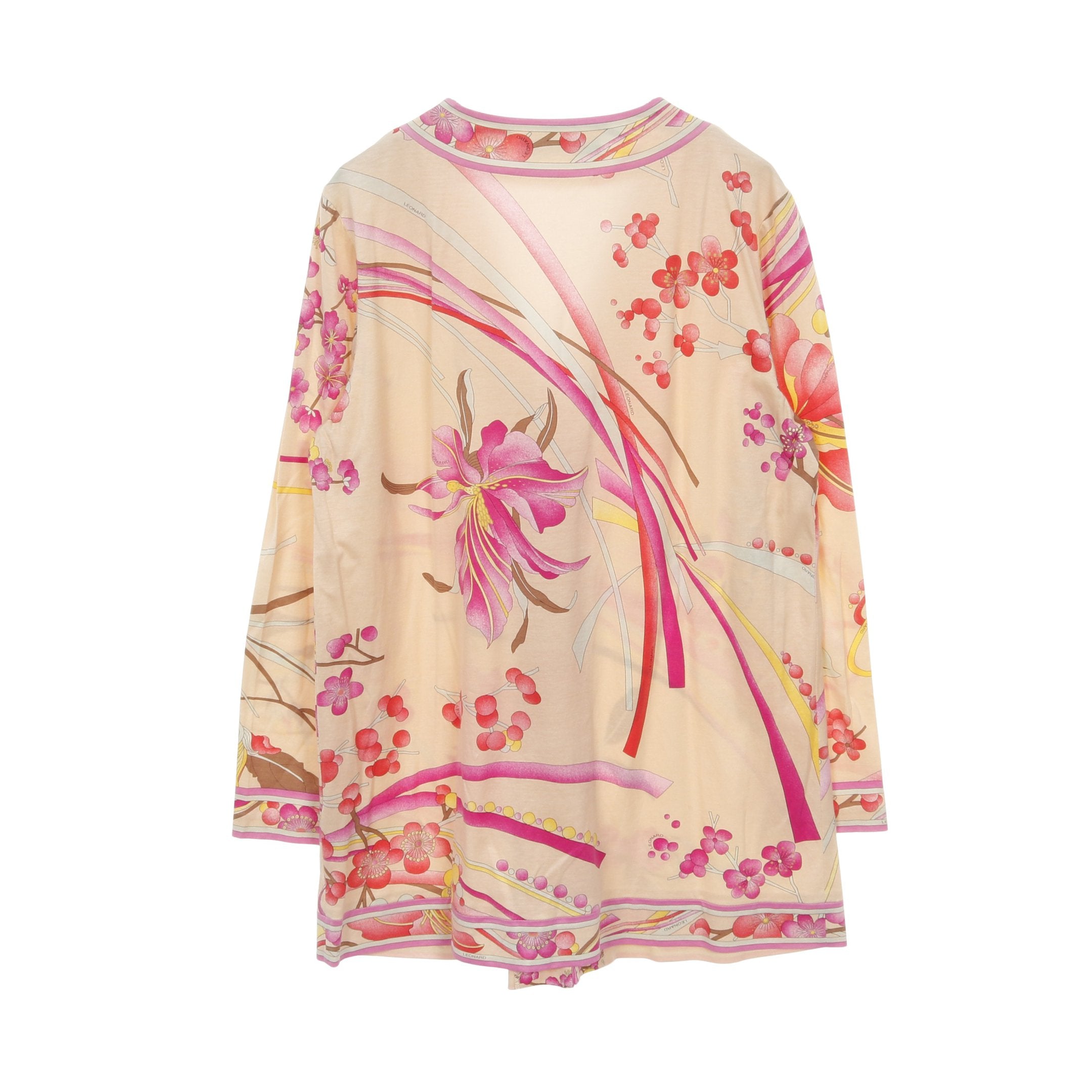 カーディガン 花柄 コットン ベージュ ピンクパープル マルチカラー