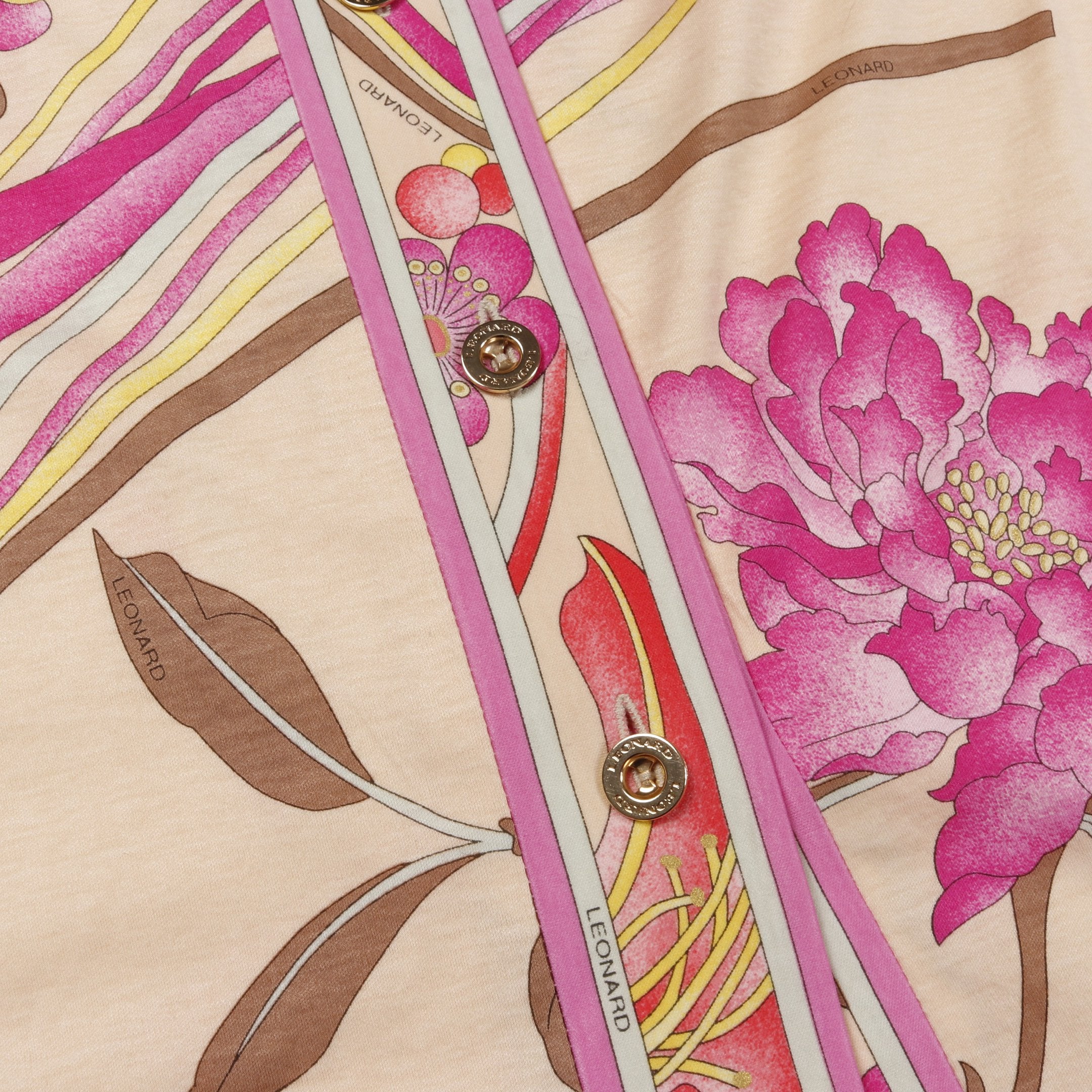 カーディガン 花柄 コットン ベージュ ピンクパープル マルチカラー