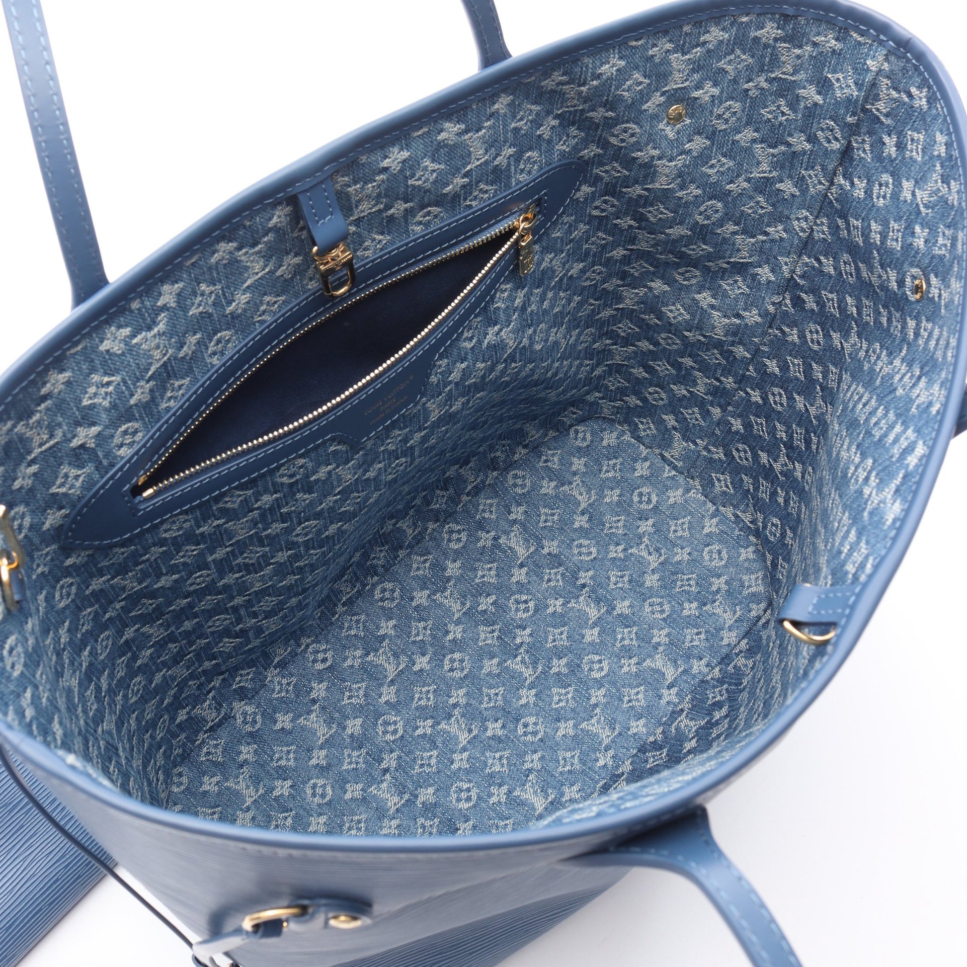ネヴァーフルMM エピ デニムブルー ショルダーバッグ トートバッグ レザー ブルー ルイヴィトン バッグ LOUIS VUITTON