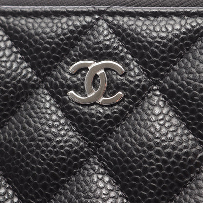クラシック ロング ジップ ウォレット マトラッセ ラウンドファスナー長財布 キャビアスキン ブラック シルバー金具 シャネル 財布・小物 CHANEL