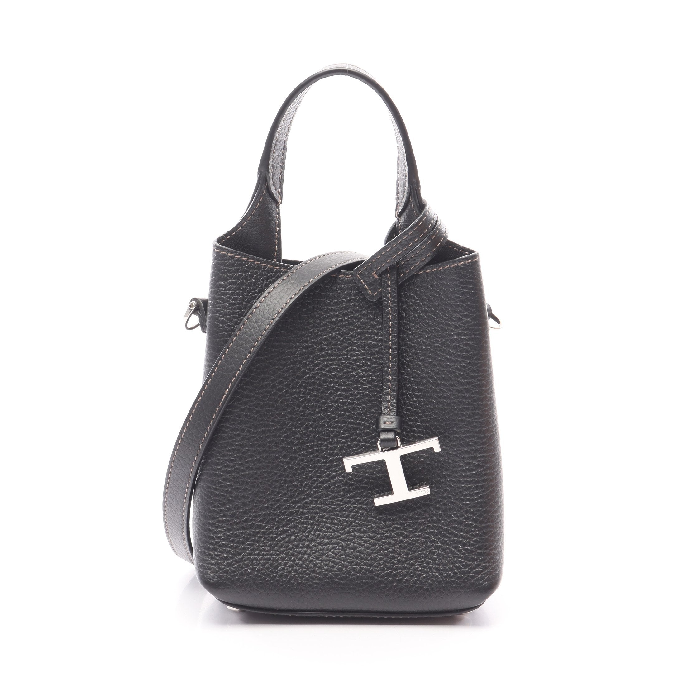 Tod’s Tタイムレス　レザーハンドバッグ Woman ブラック T タイムレス レザー ショッピング バッグ ミニ