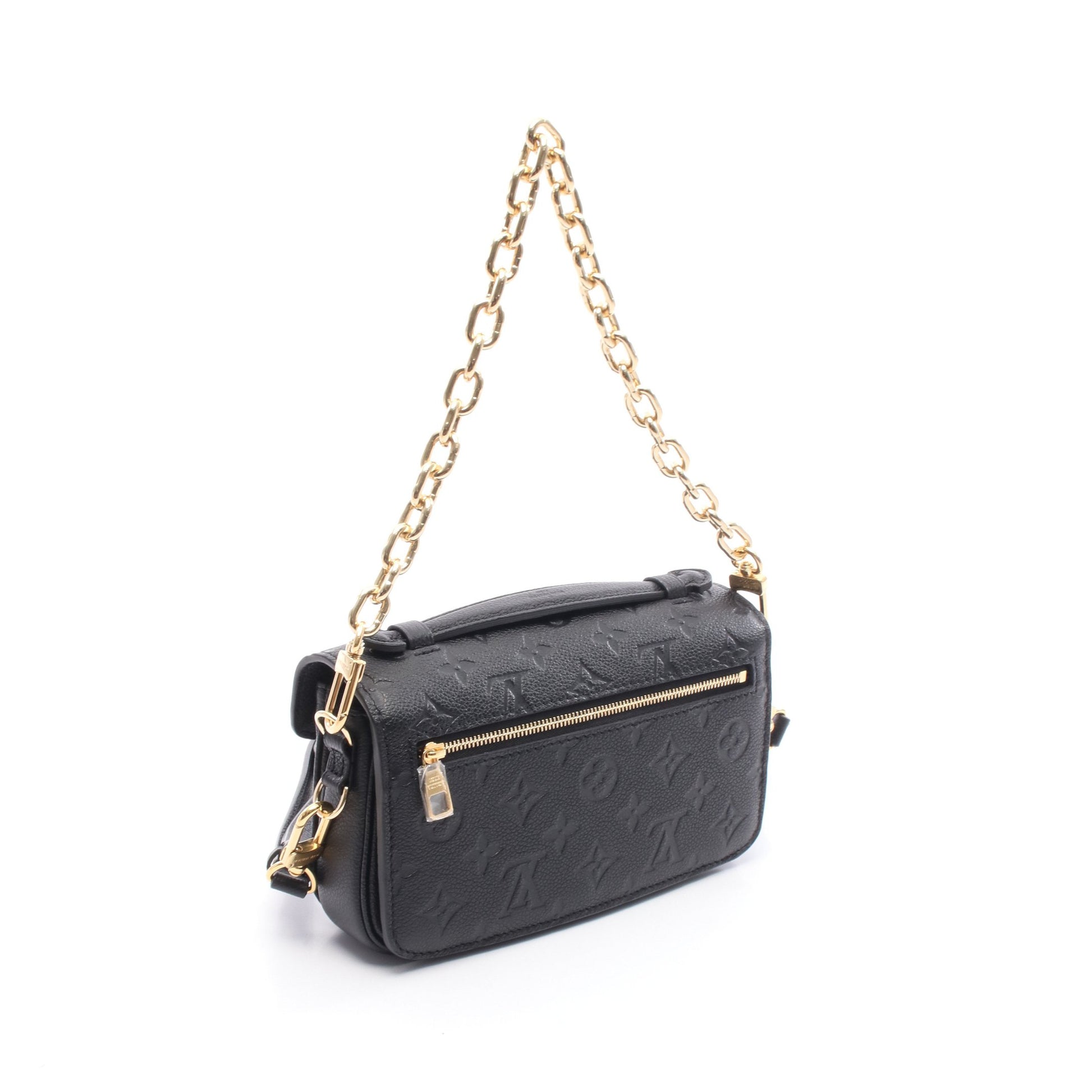ポシェットメティス EW モノグラムアンプラント ハンドバッグ レザー ブラック ルイヴィトン バッグ LOUIS VUITTON