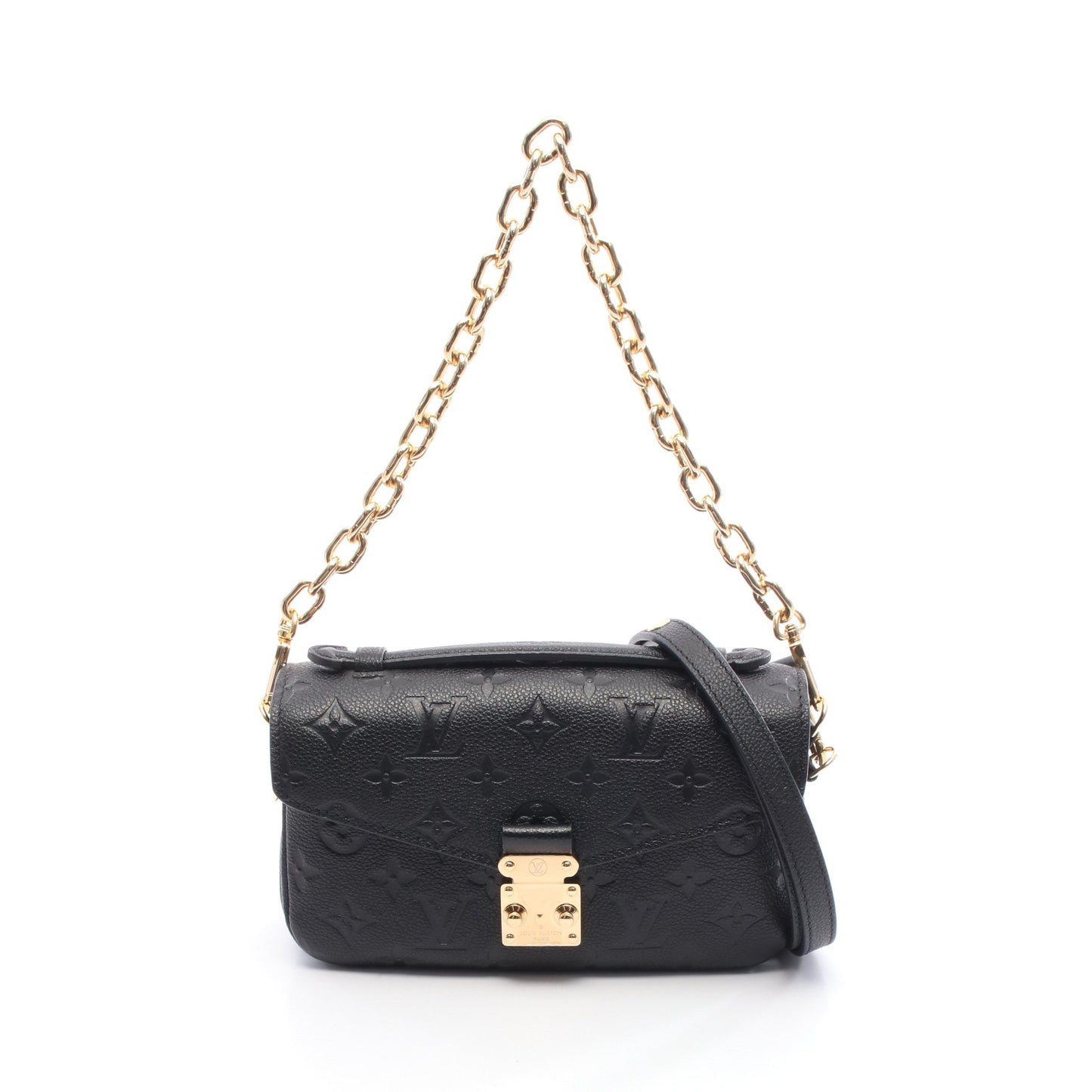 ポシェットメティス EW モノグラムアンプラント ハンドバッグ レザー ブラック ルイヴィトン バッグ LOUIS VUITTON