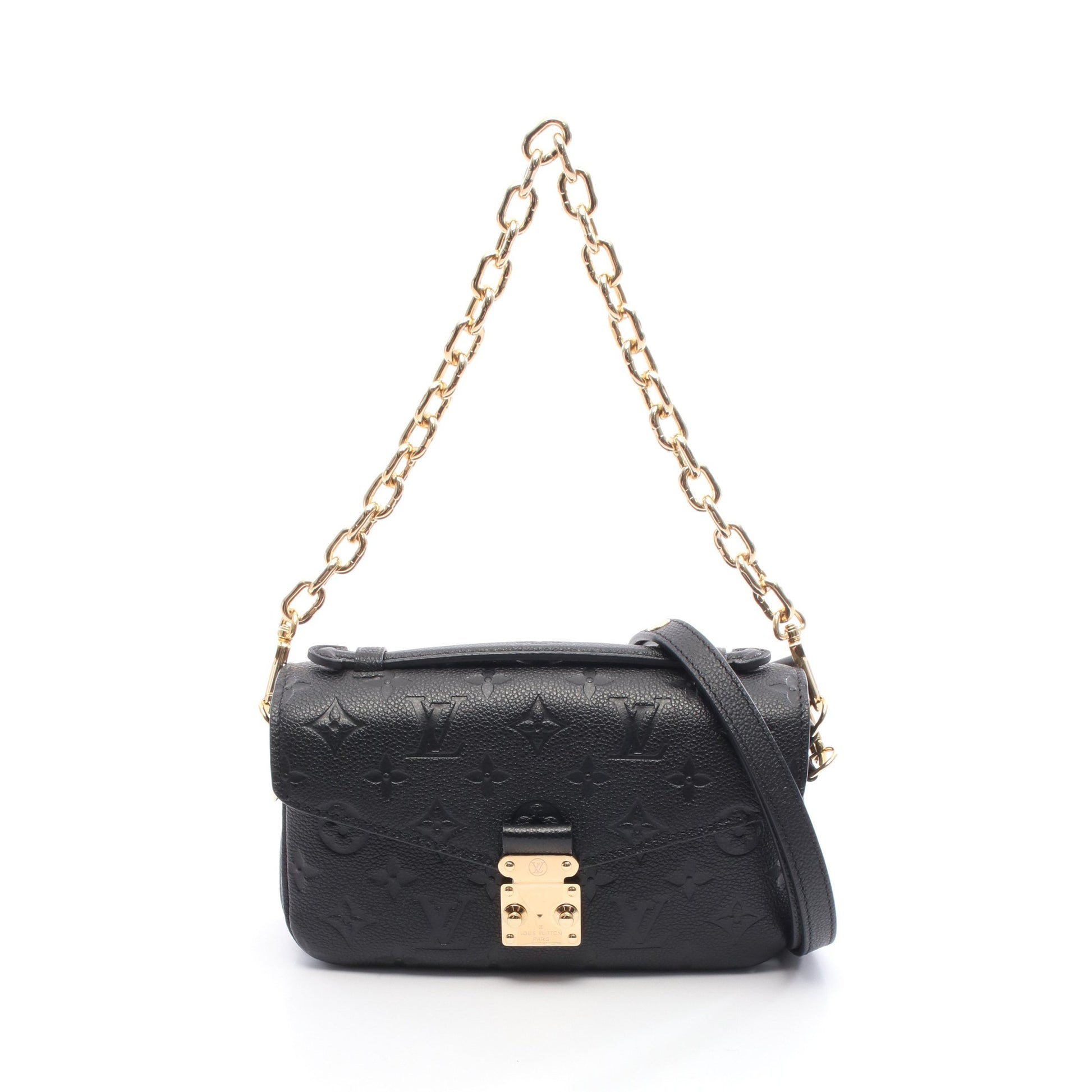 ポシェットメティス EW モノグラムアンプラント ハンドバッグ レザー ブラック ルイヴィトン バッグ LOUIS VUITTON