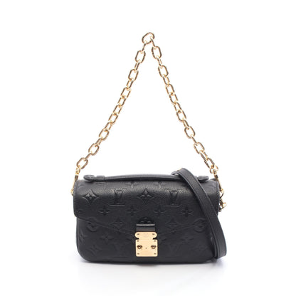 ポシェットメティス EW モノグラムアンプラント ハンドバッグ レザー ブラック ルイヴィトン バッグ LOUIS VUITTON