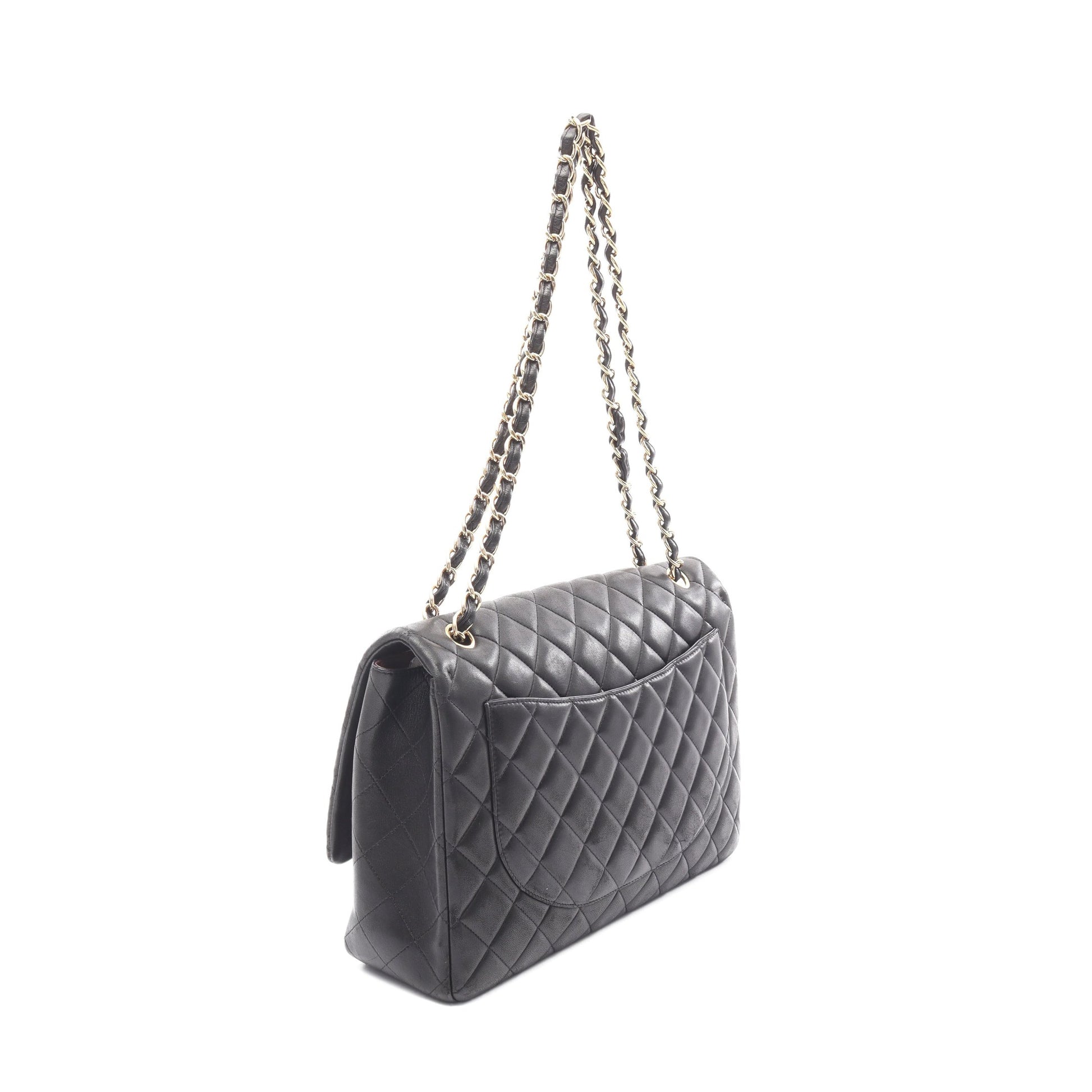 デカマトラッセ 30 シングルフラップ Wチェーンショルダーバッグ ラムスキン ブラック ゴールド金具 シャネル バッグ CHANEL