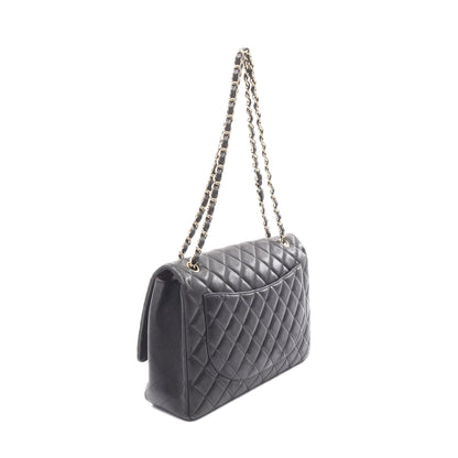 デカマトラッセ 30 シングルフラップ Wチェーンショルダーバッグ ラムスキン ブラック ゴールド金具 シャネル バッグ CHANEL
