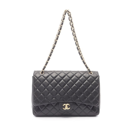 デカマトラッセ 30 シングルフラップ Wチェーンショルダーバッグ ラムスキン ブラック ゴールド金具 シャネル バッグ CHANEL